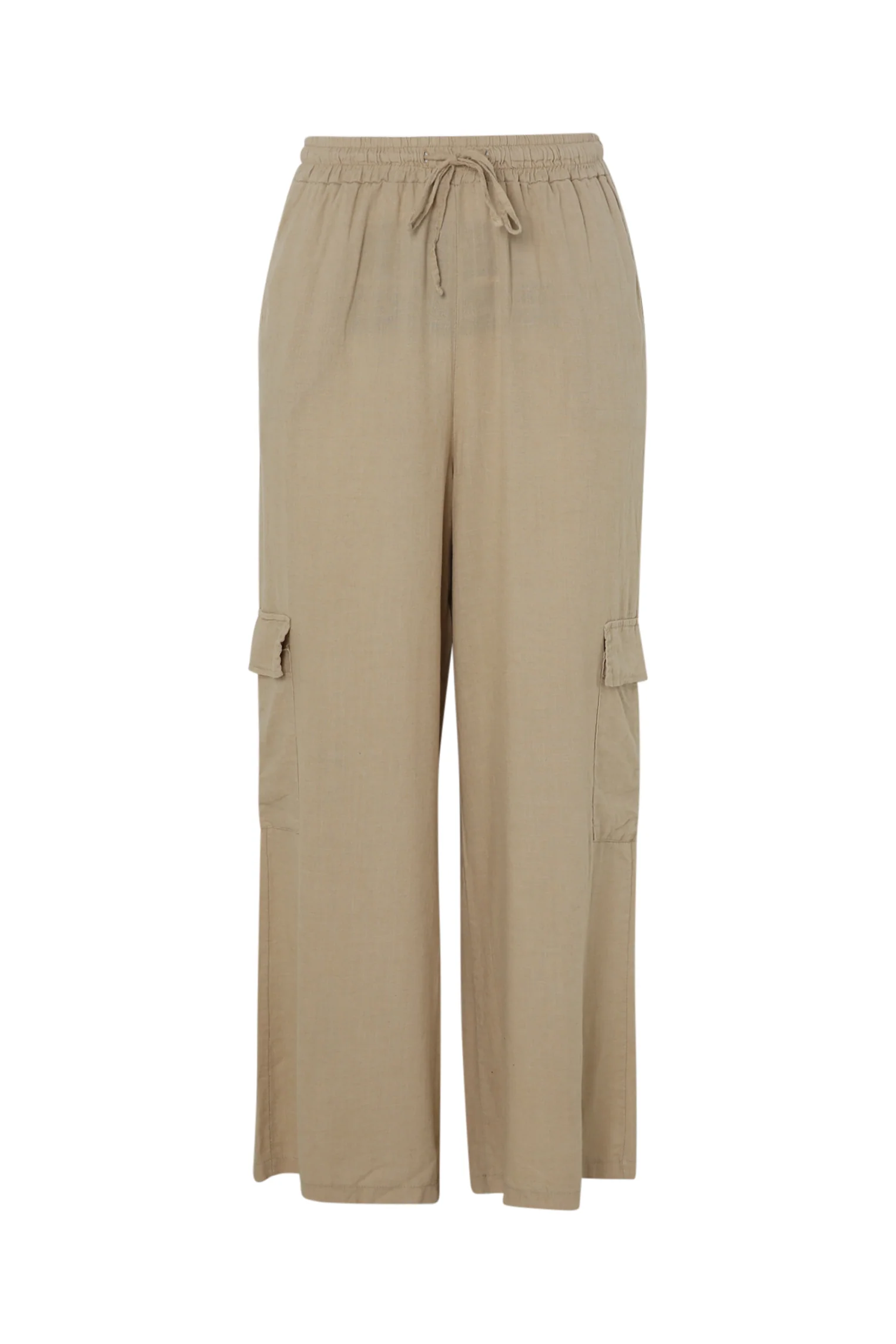Pantalon cargo large en lin et viscose uni - Image 10