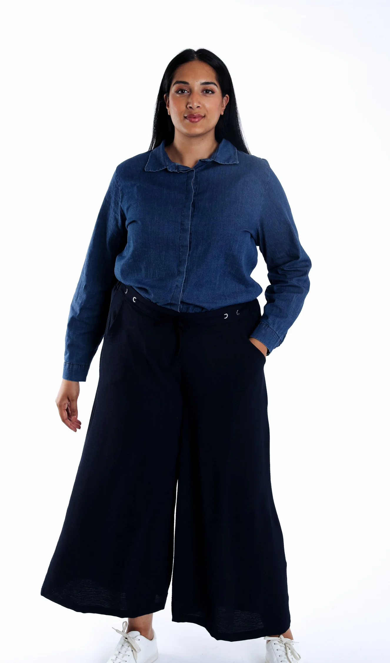 Pantalon large 7/8 uni