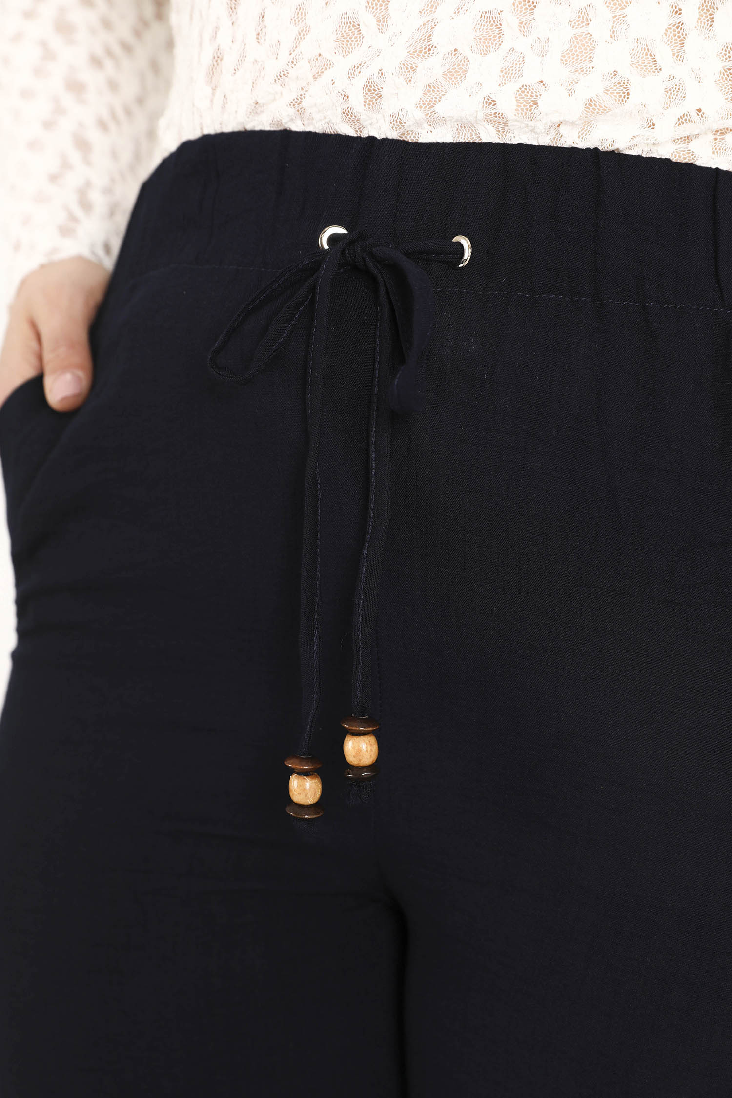 Pantalon large en viscose uni - Image 3