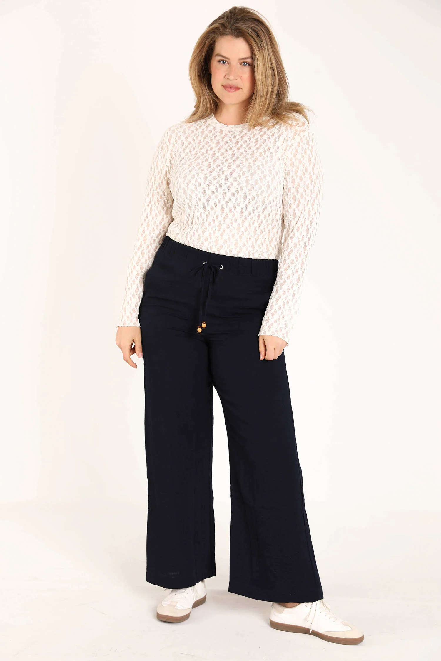 Pantalon large en viscose uni - Image 5