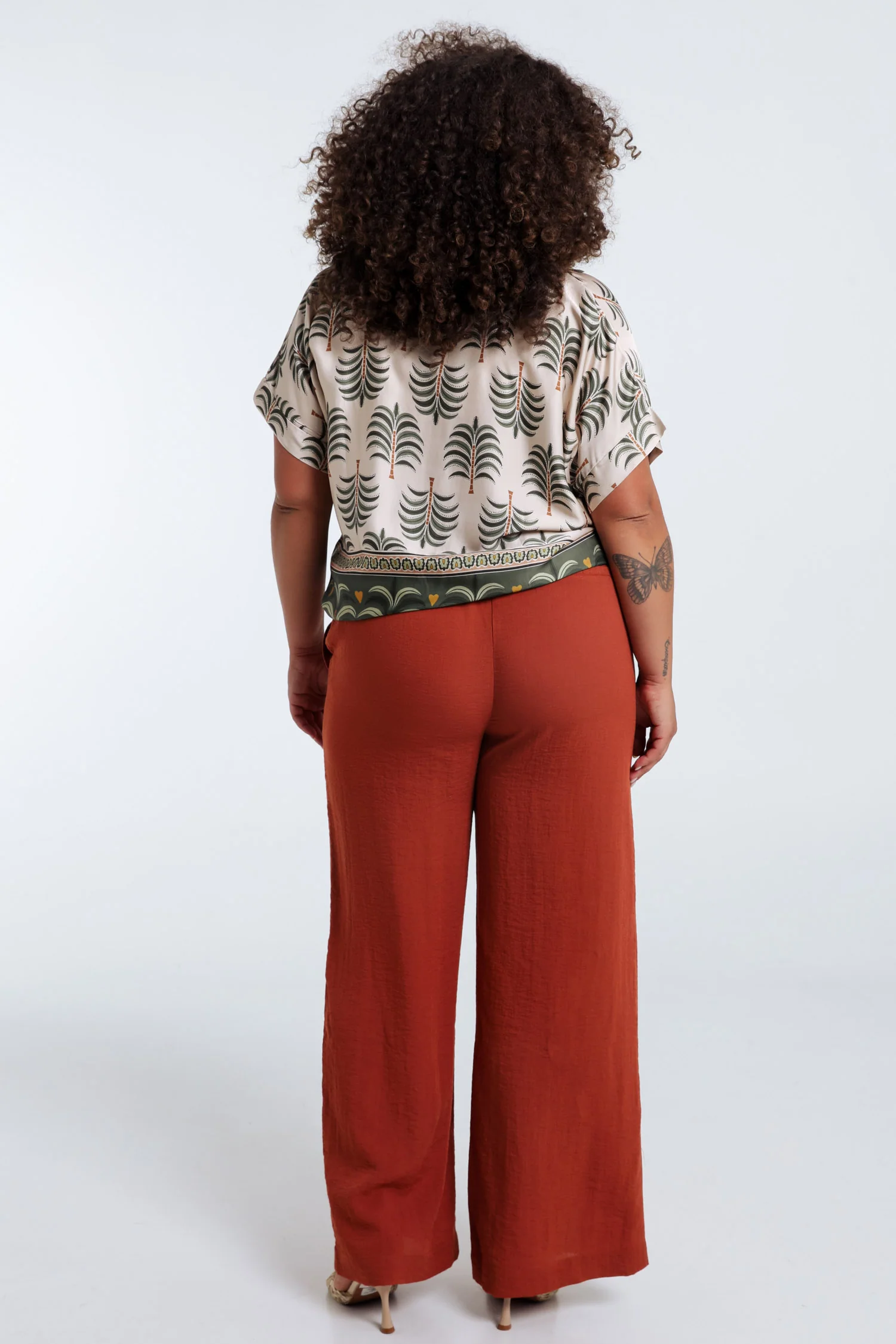 Pantalon large en viscose uni - Image 5