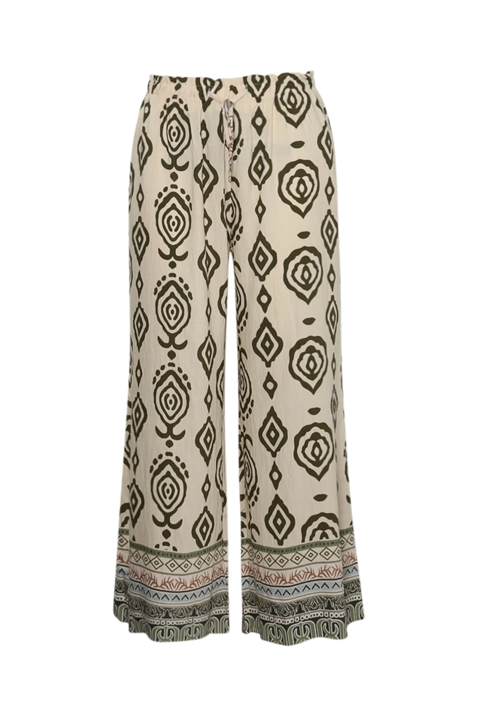 Pantalon large imprimé ethnique bicolore - Image 10