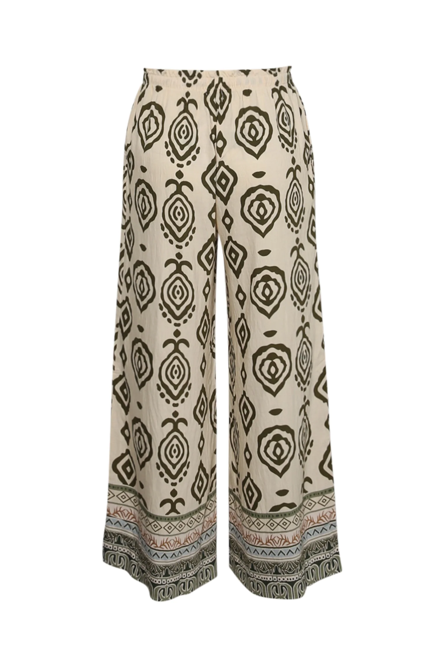 Pantalon large imprimé ethnique bicolore - Image 11