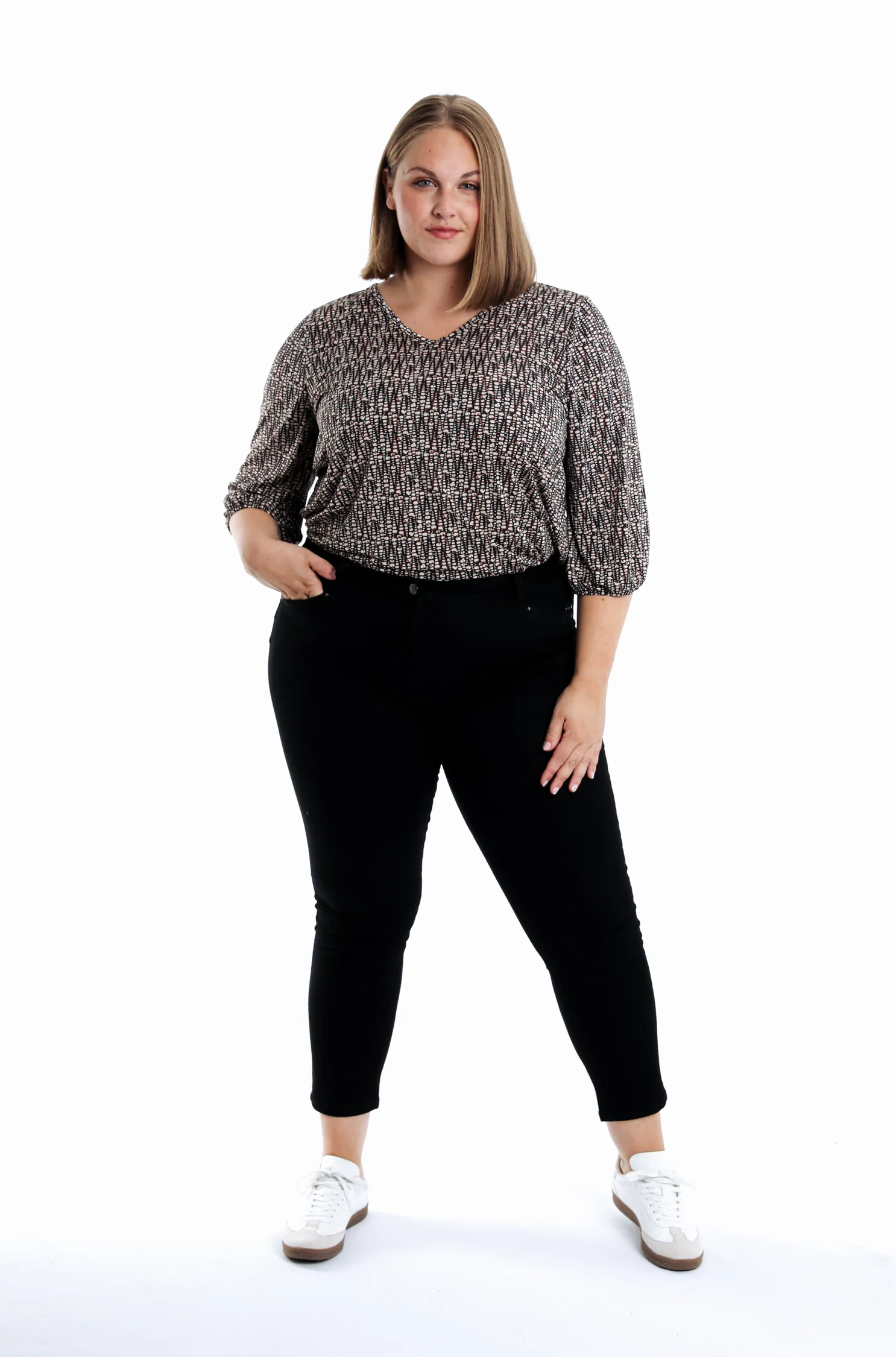 Pantalon slim 7/8 uni Louise