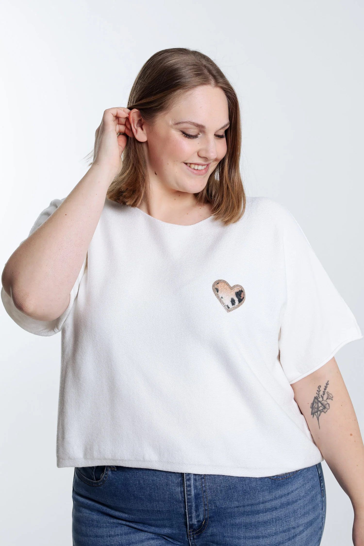 Pull cape uni avec coeur