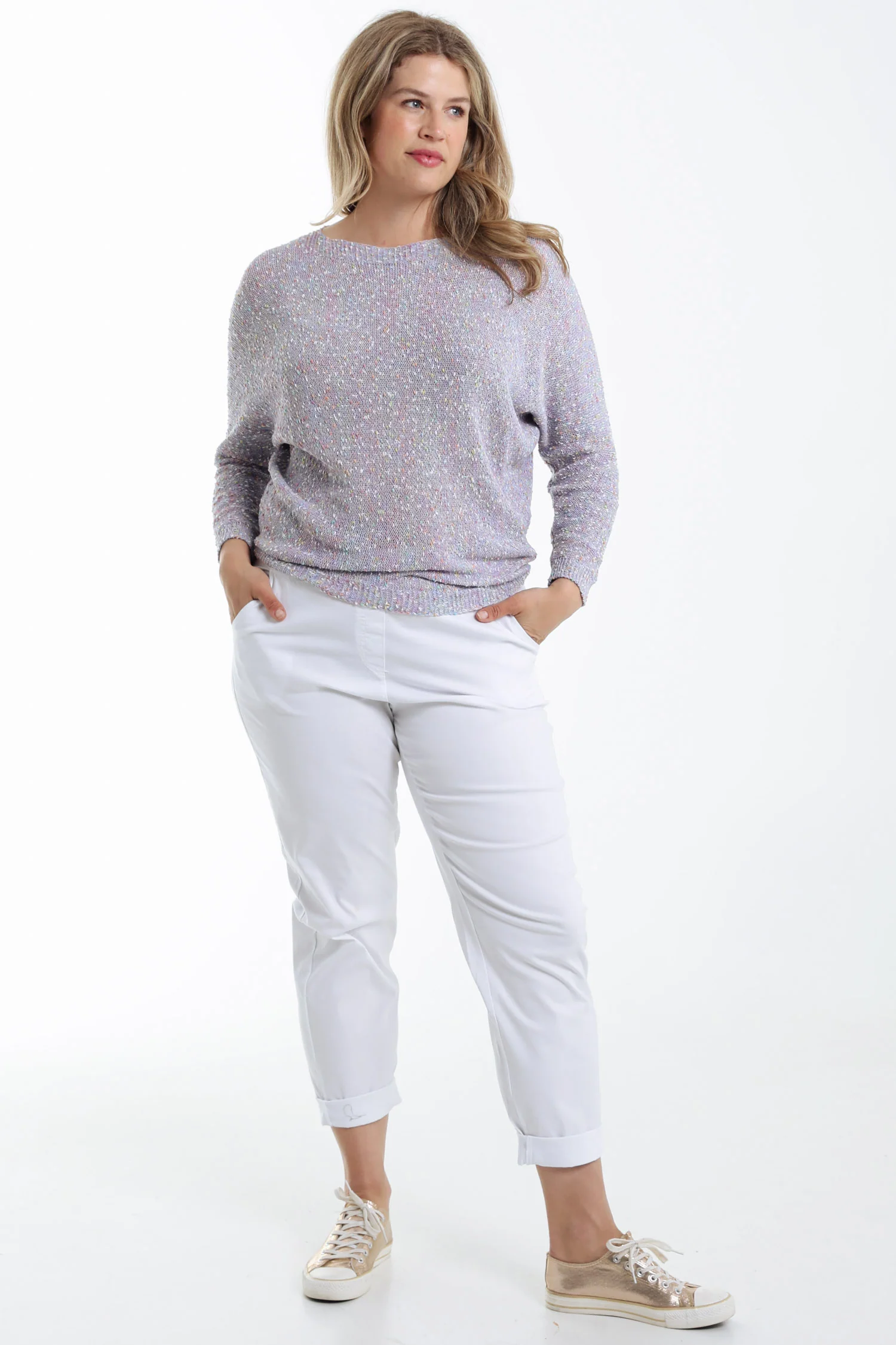 Pull maille fantaisie uni - Image 18