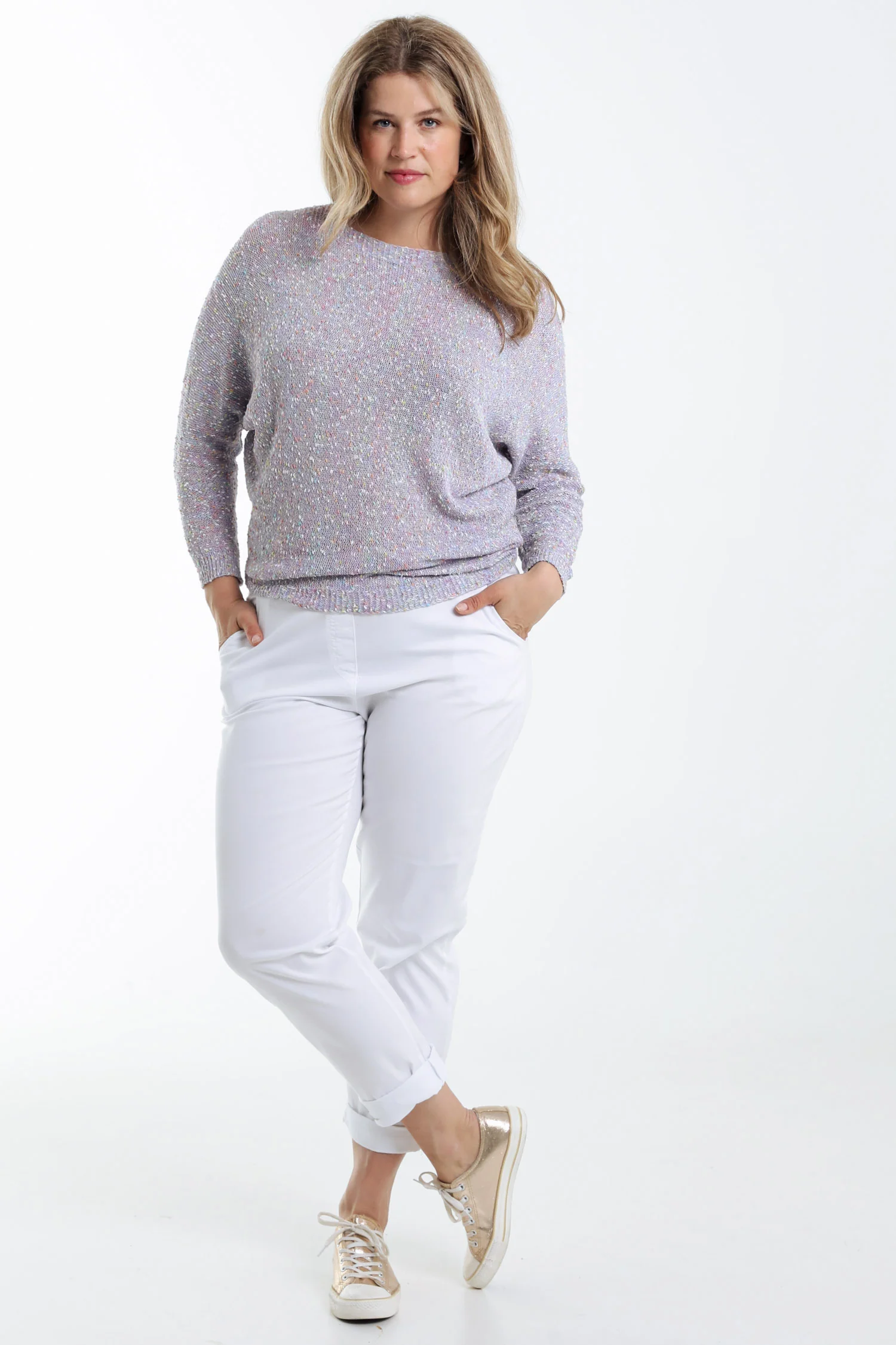 Pull maille fantaisie uni - Image 19