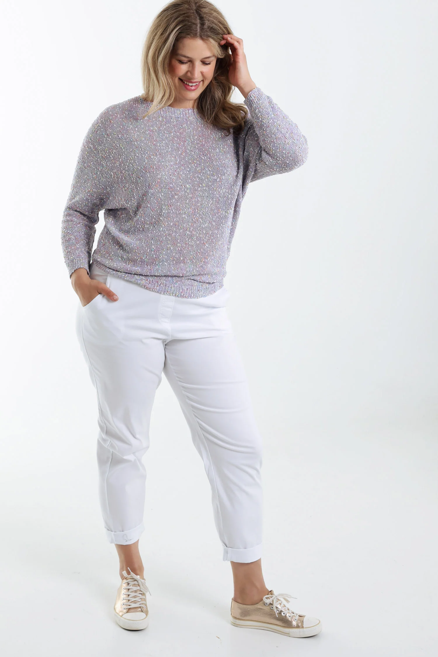 Pull maille fantaisie uni - Image 20