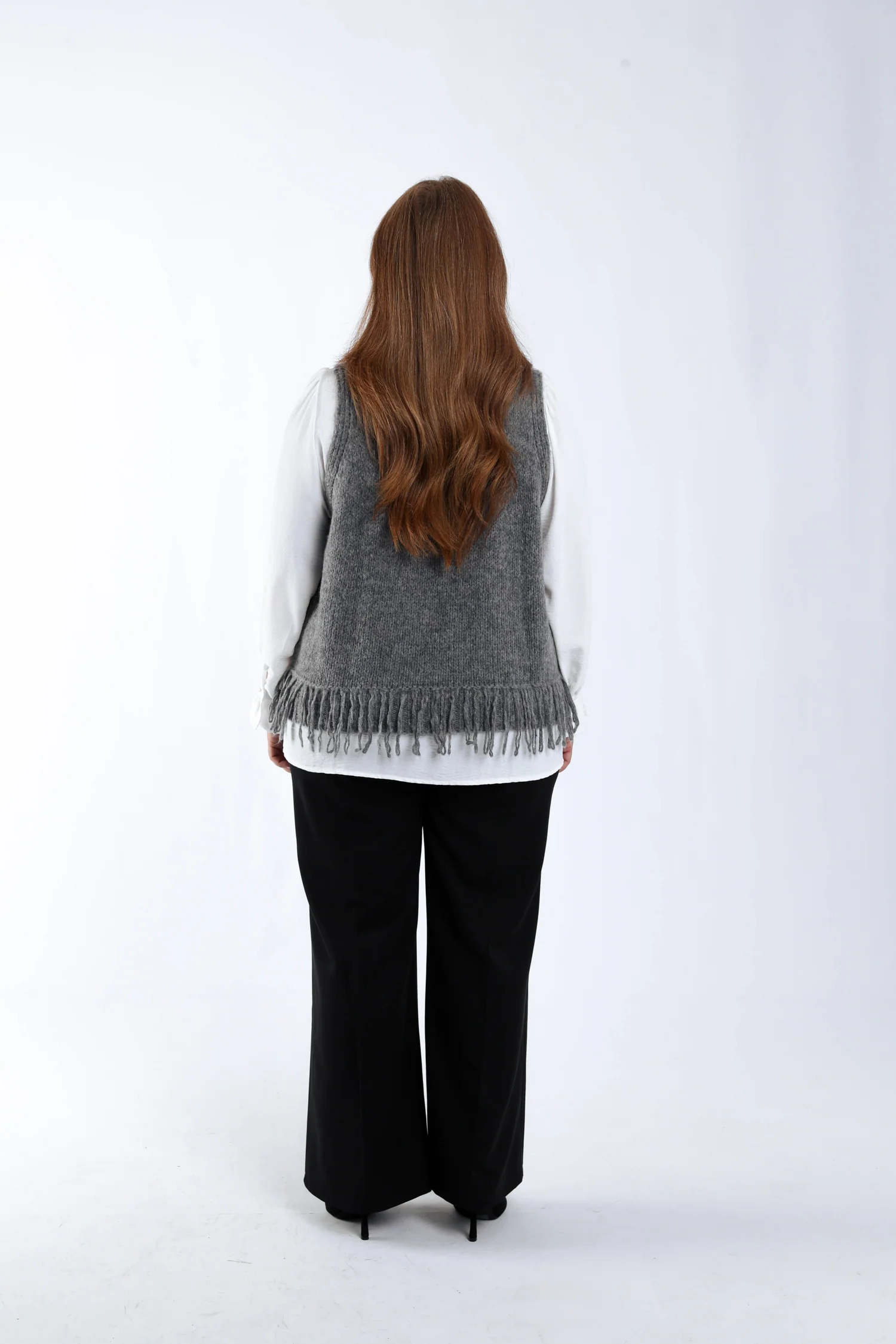 Pull sans manches uni Ă franges - Image 2