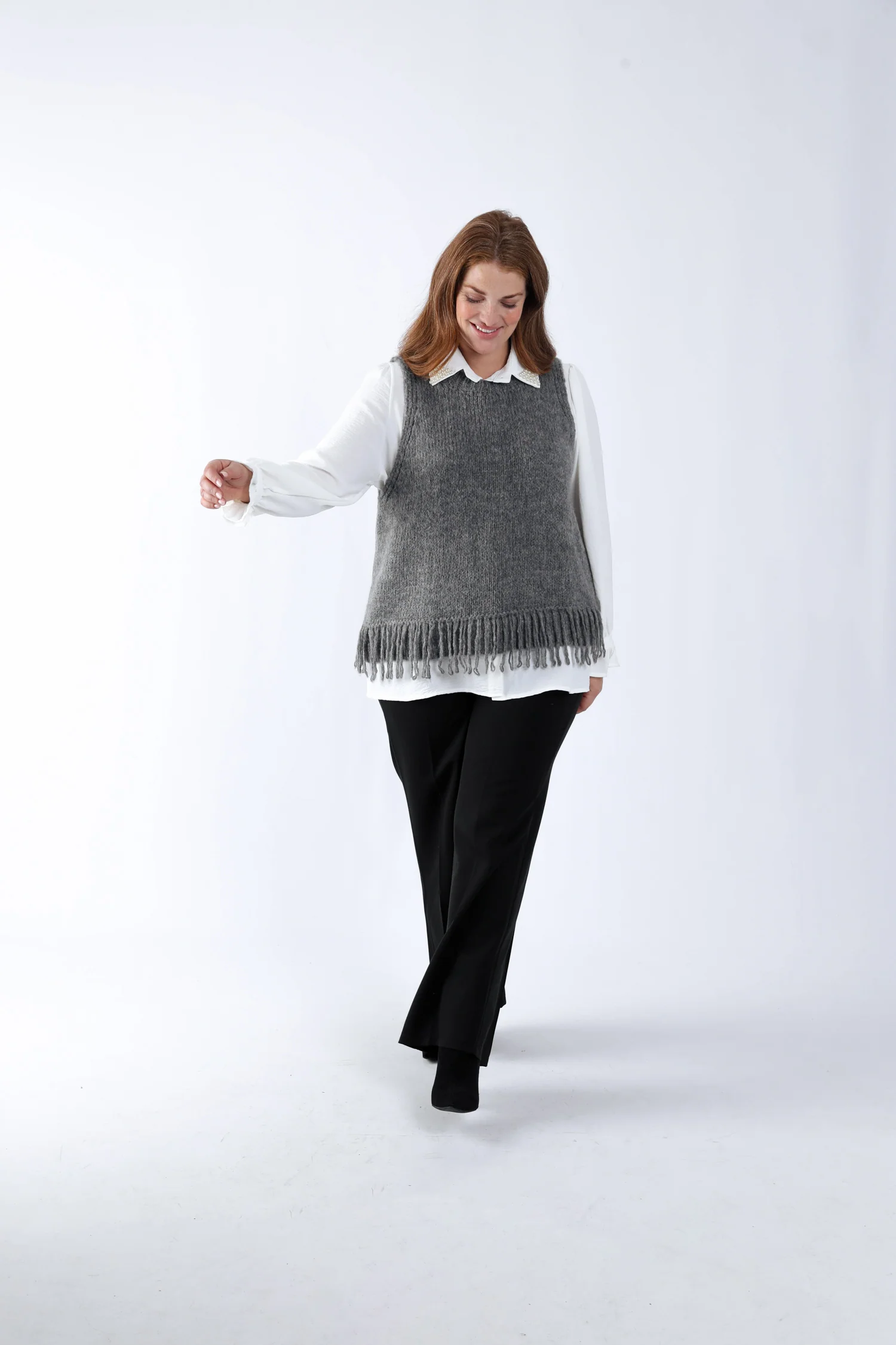 Pull sans manches uni Ă franges - Image 6