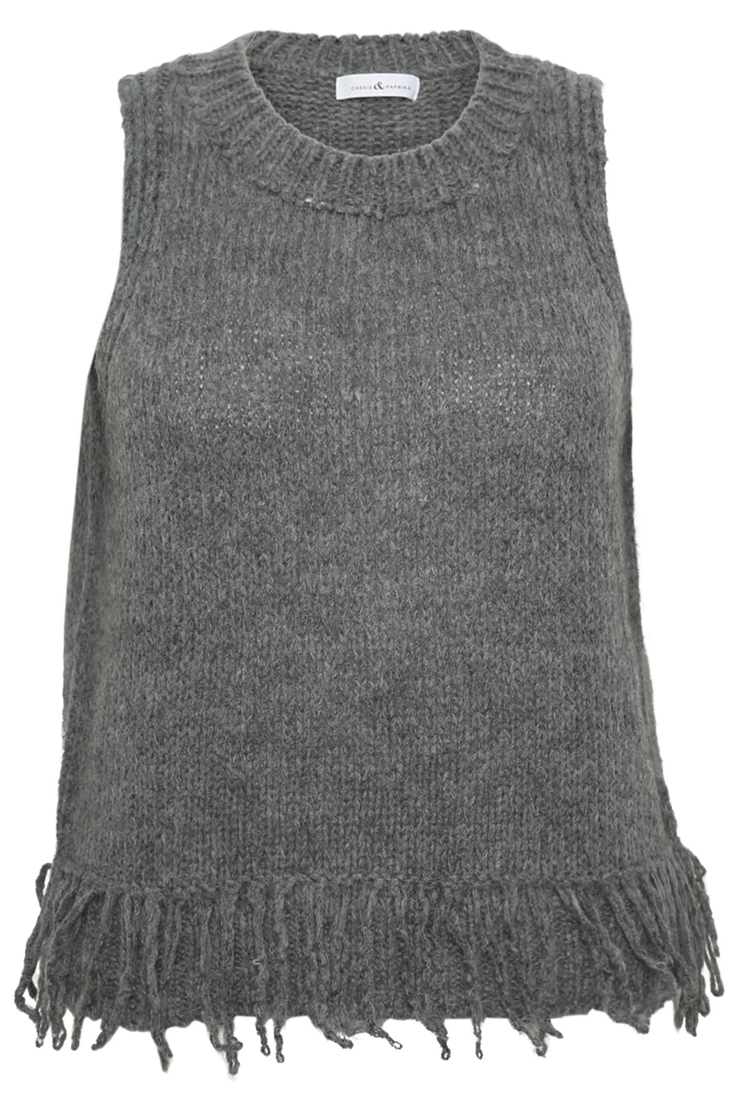 Pull sans manches uni Ă franges - Image 8