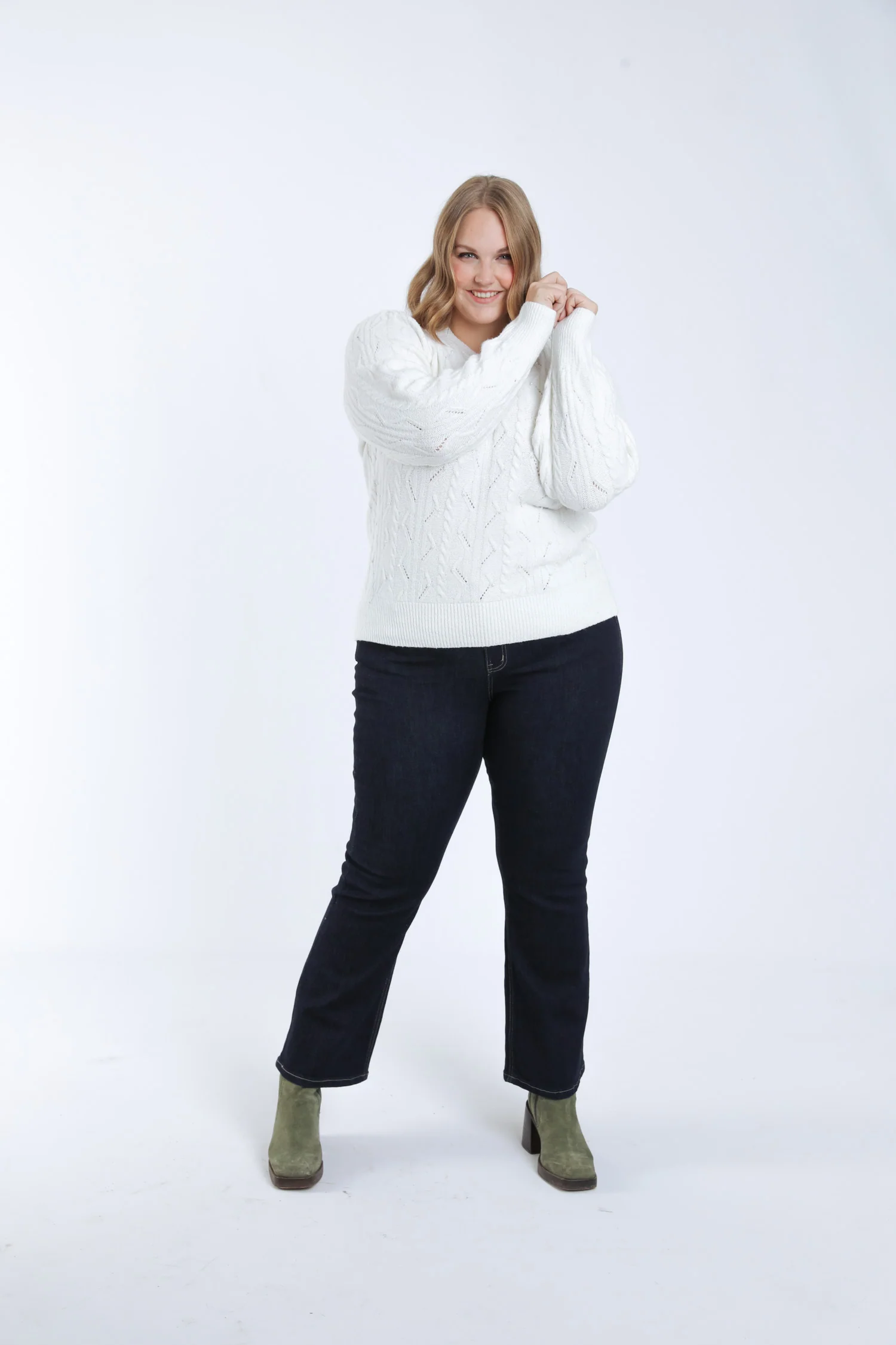 Pull torsades et perles uni - Image 7