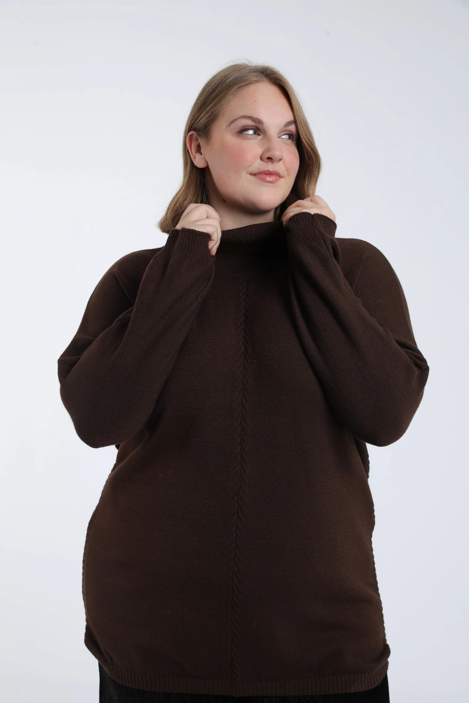 Pull tunique col roulé uni - Image 3