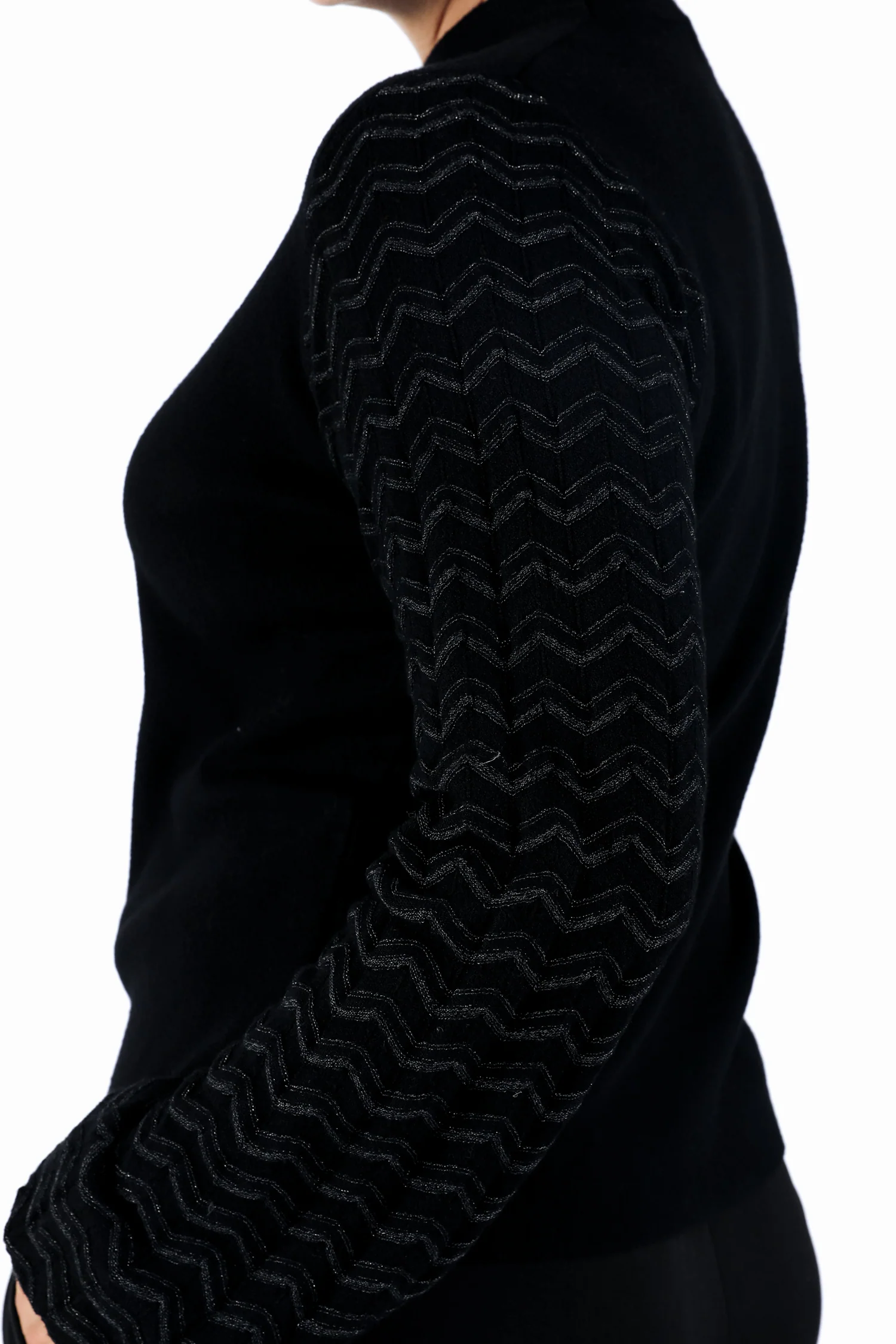 Pull uni avec manches chevrons - Image 4