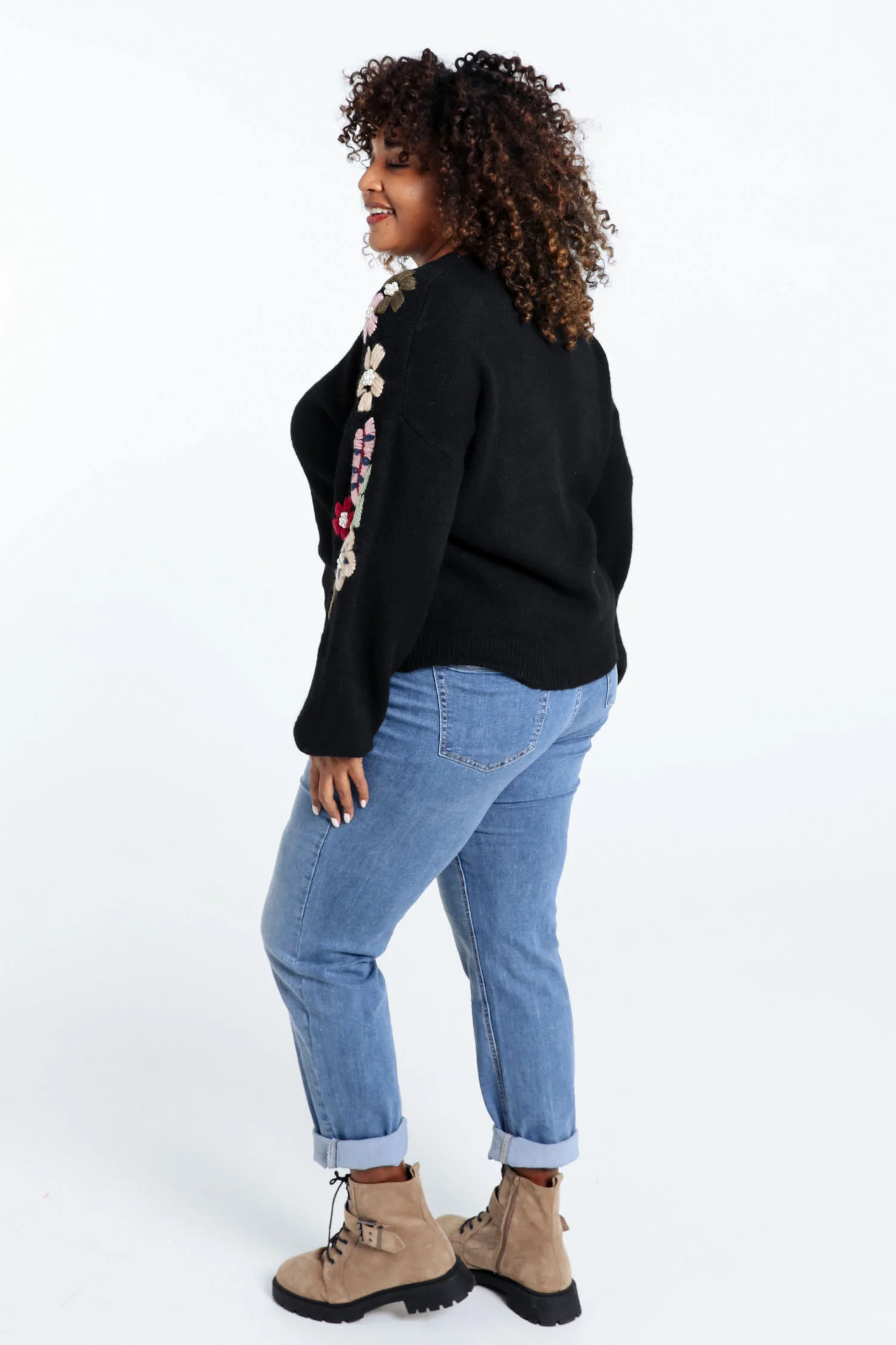 Pull uni avec manches détail broderies - Image 2