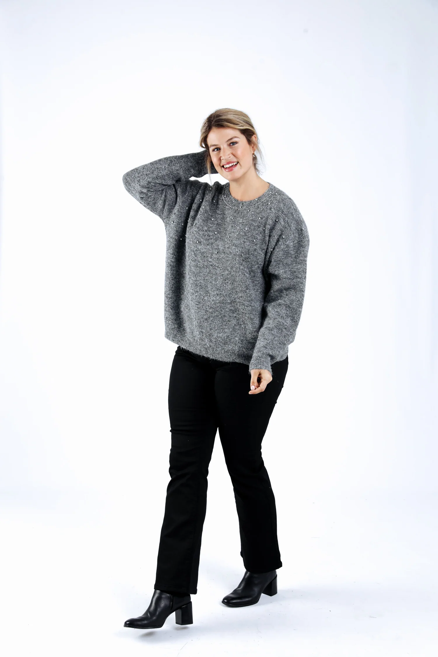 Pull uni détails strass - Image 5