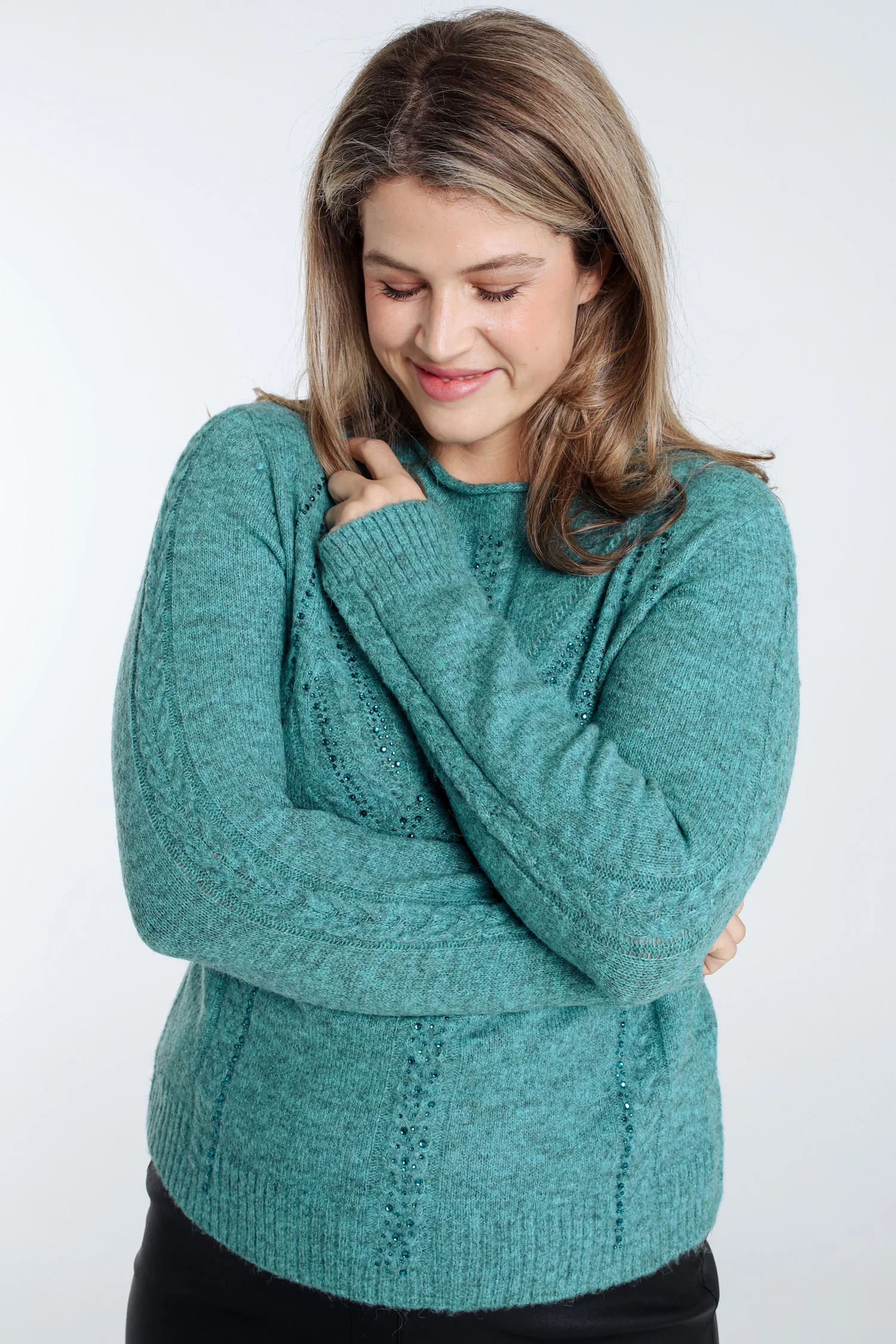 Pull uni torsade et strass - Image 3