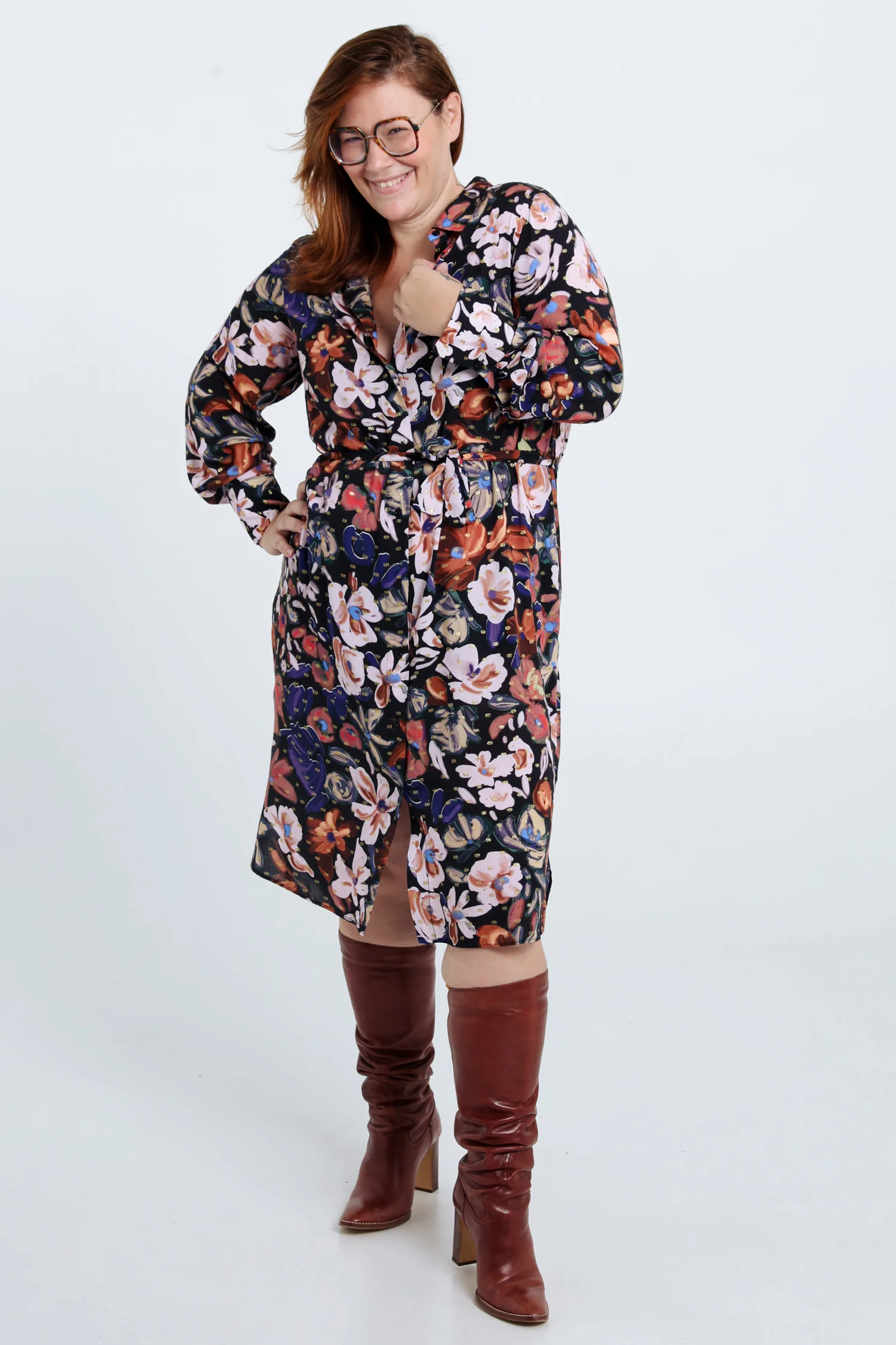 Robe chemise Ă fleurs avec lurex - Image 8