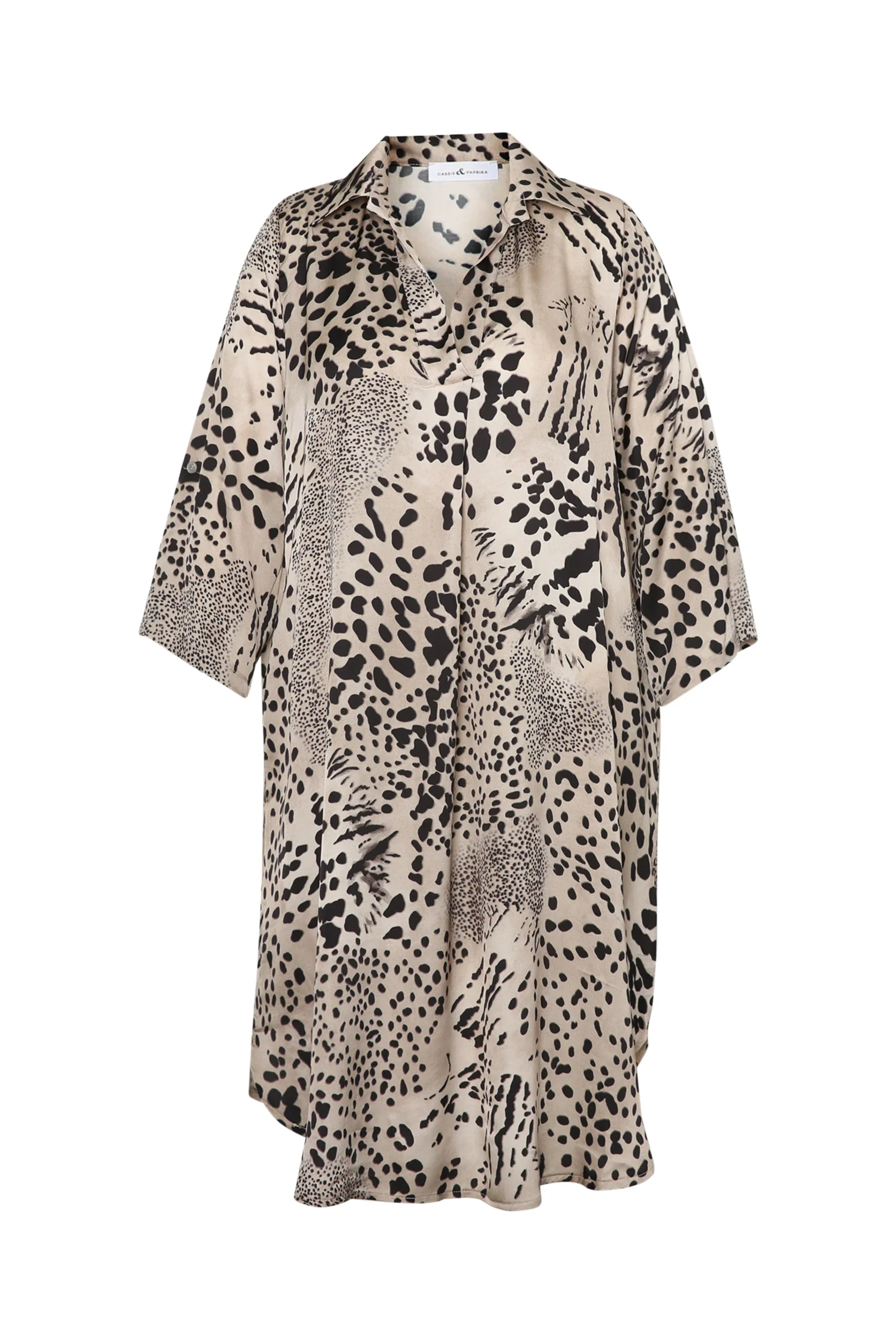 Robe chemise en viscose effet satinée imprimé animal - Image 7