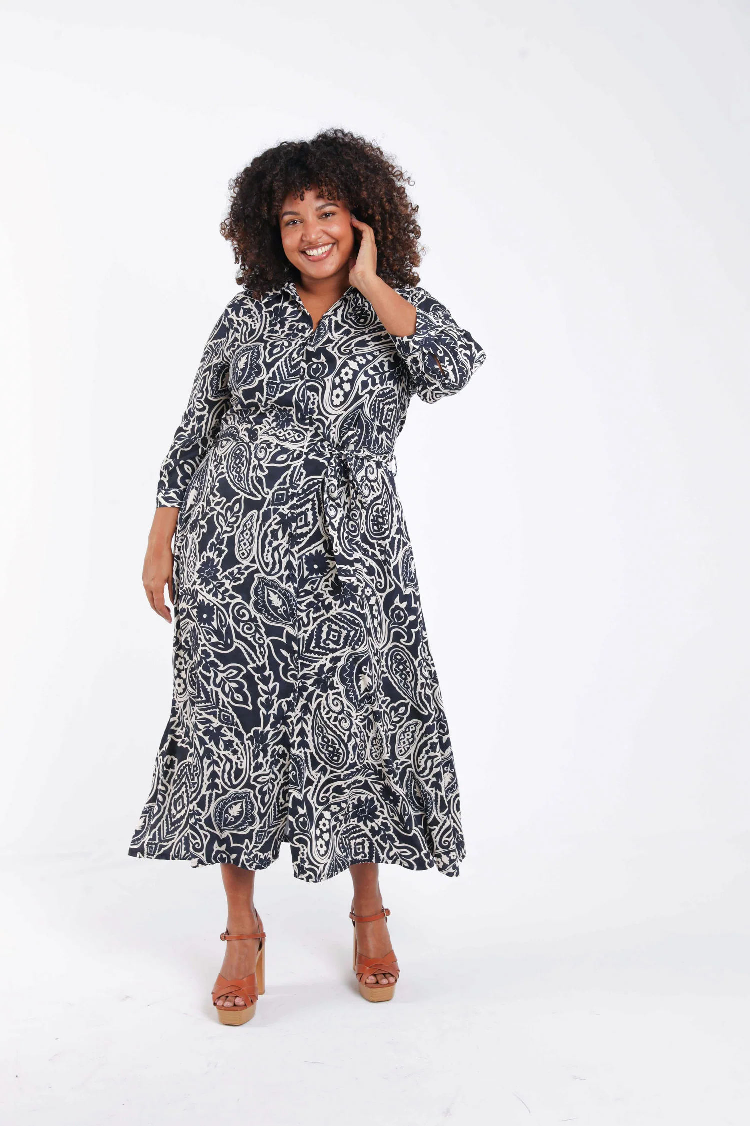 Robe chemise en viscose imprimé cachemire - Image 9