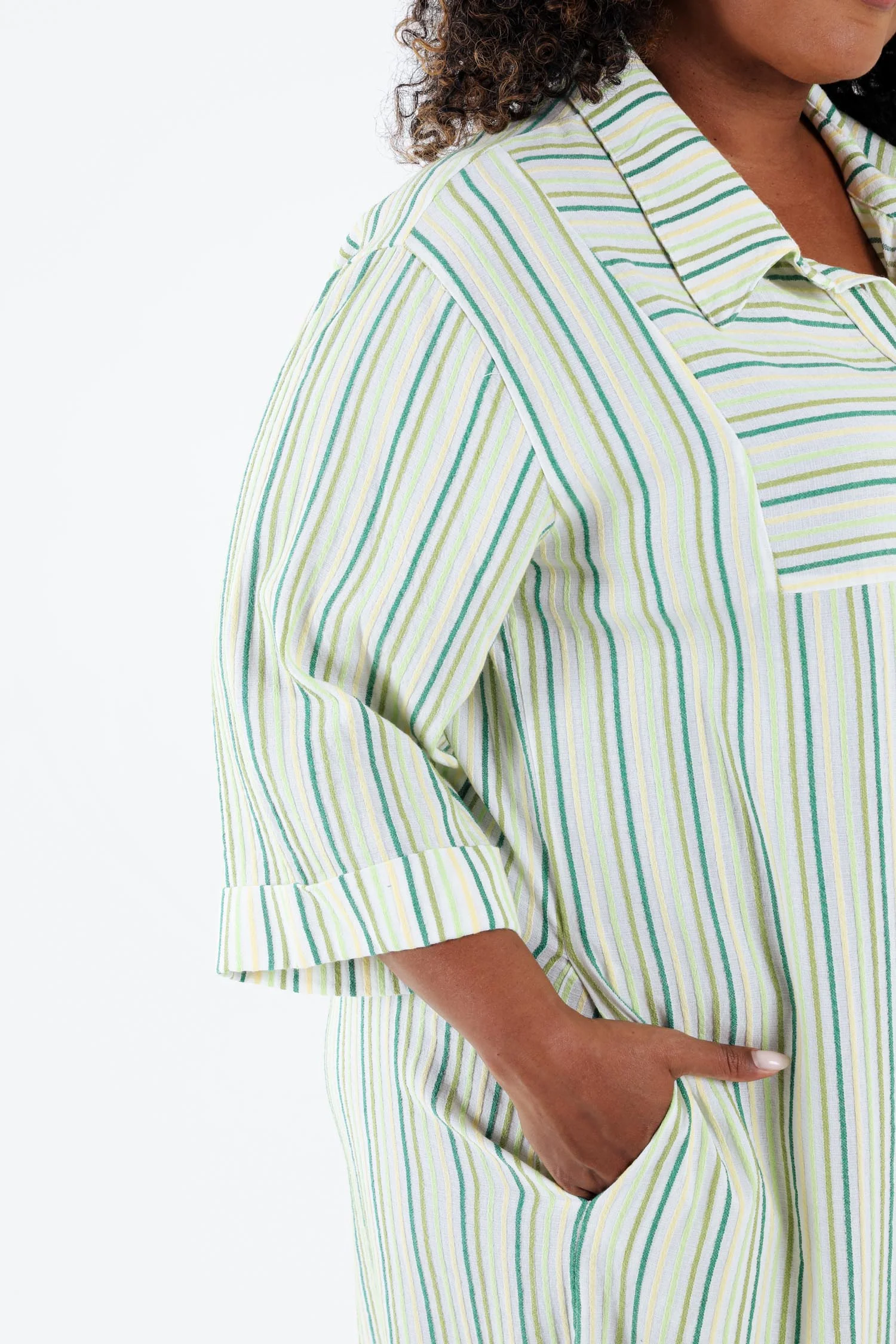 Robe chemise en viscose rayée - Image 4