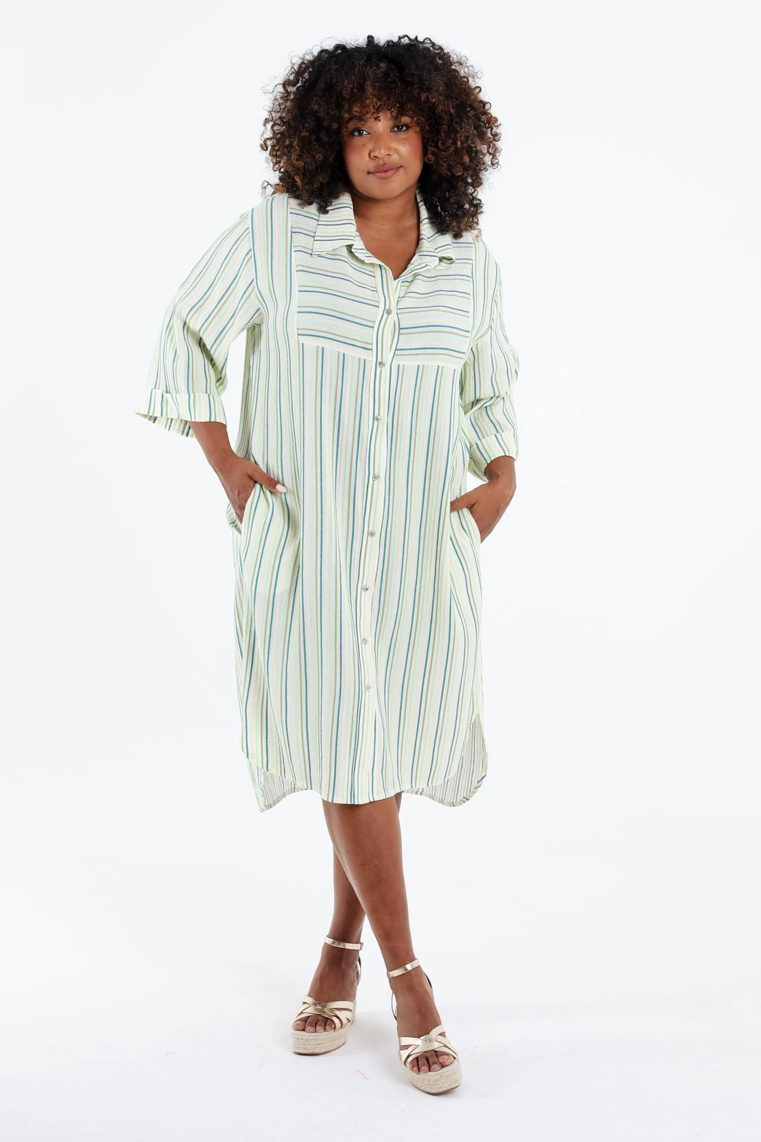 Robe chemise en viscose rayée - Image 7