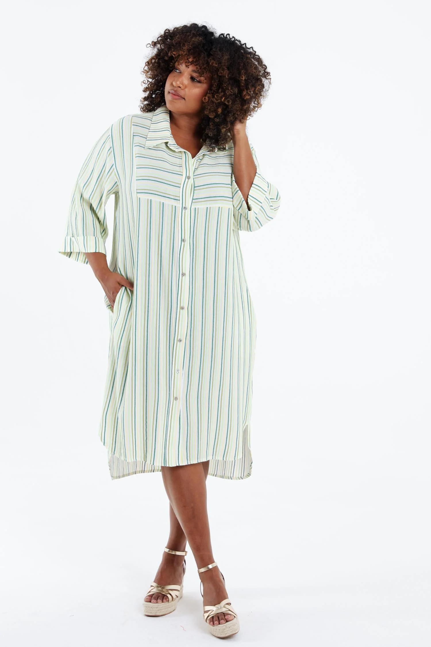 Robe chemise en viscose rayée - Image 8