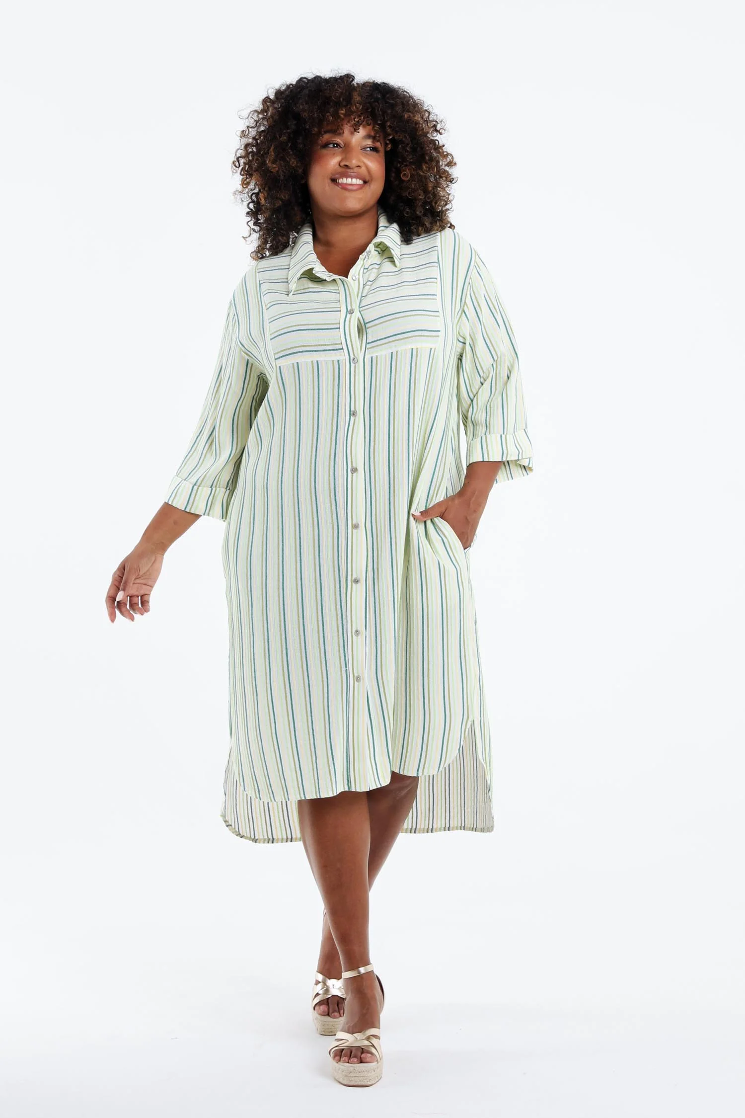 Robe chemise en viscose rayée - Image 9