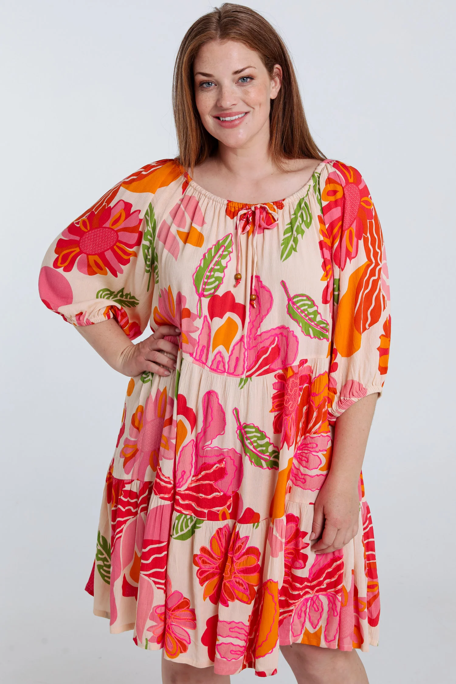 Robe courte en viscose imprimé floral