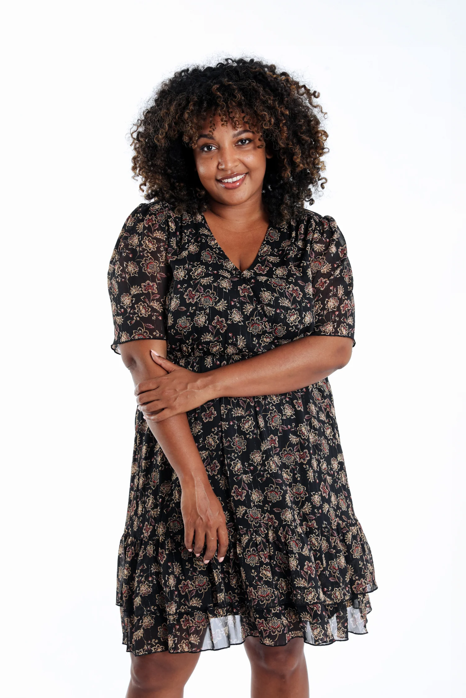 Robe courte en voile imprimé fleuri