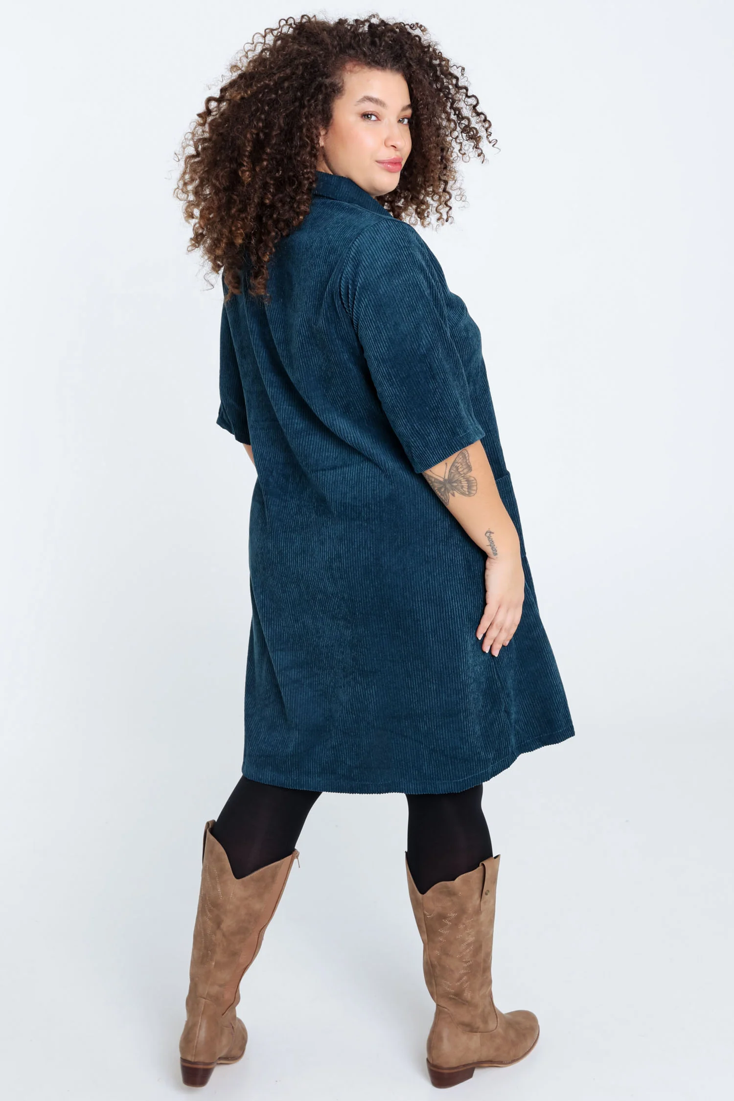 Robe courte unie en velours - Image 2