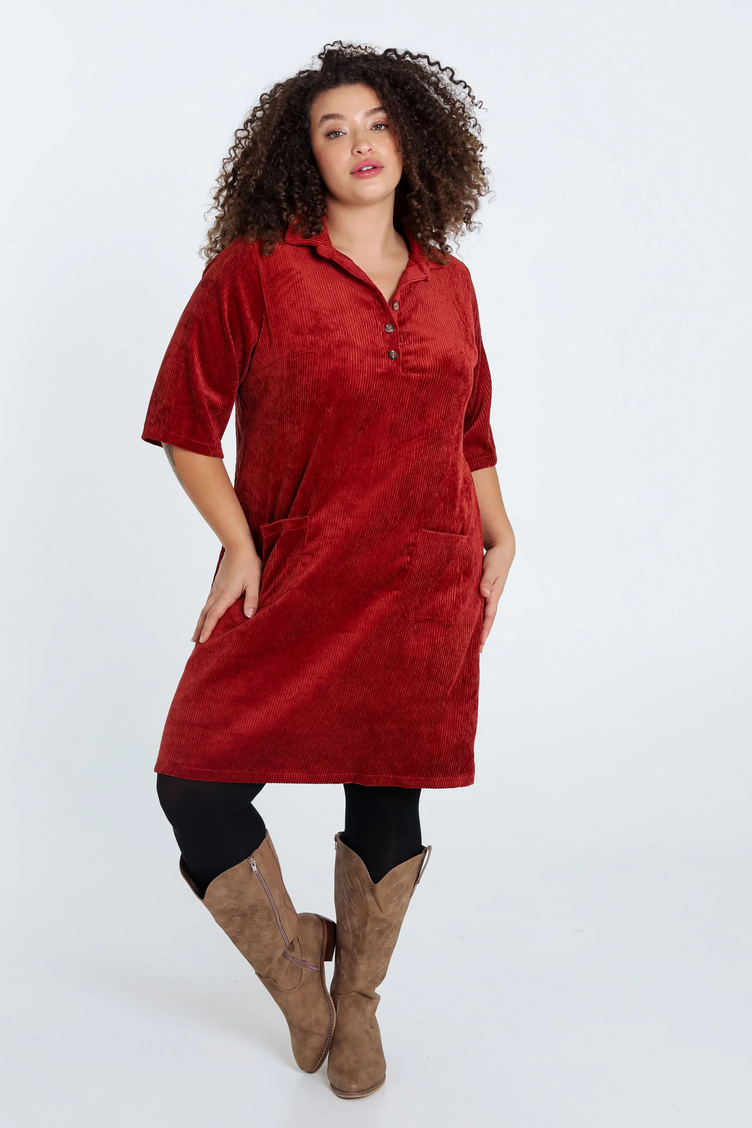 Robe courte unie en velours - Image 29