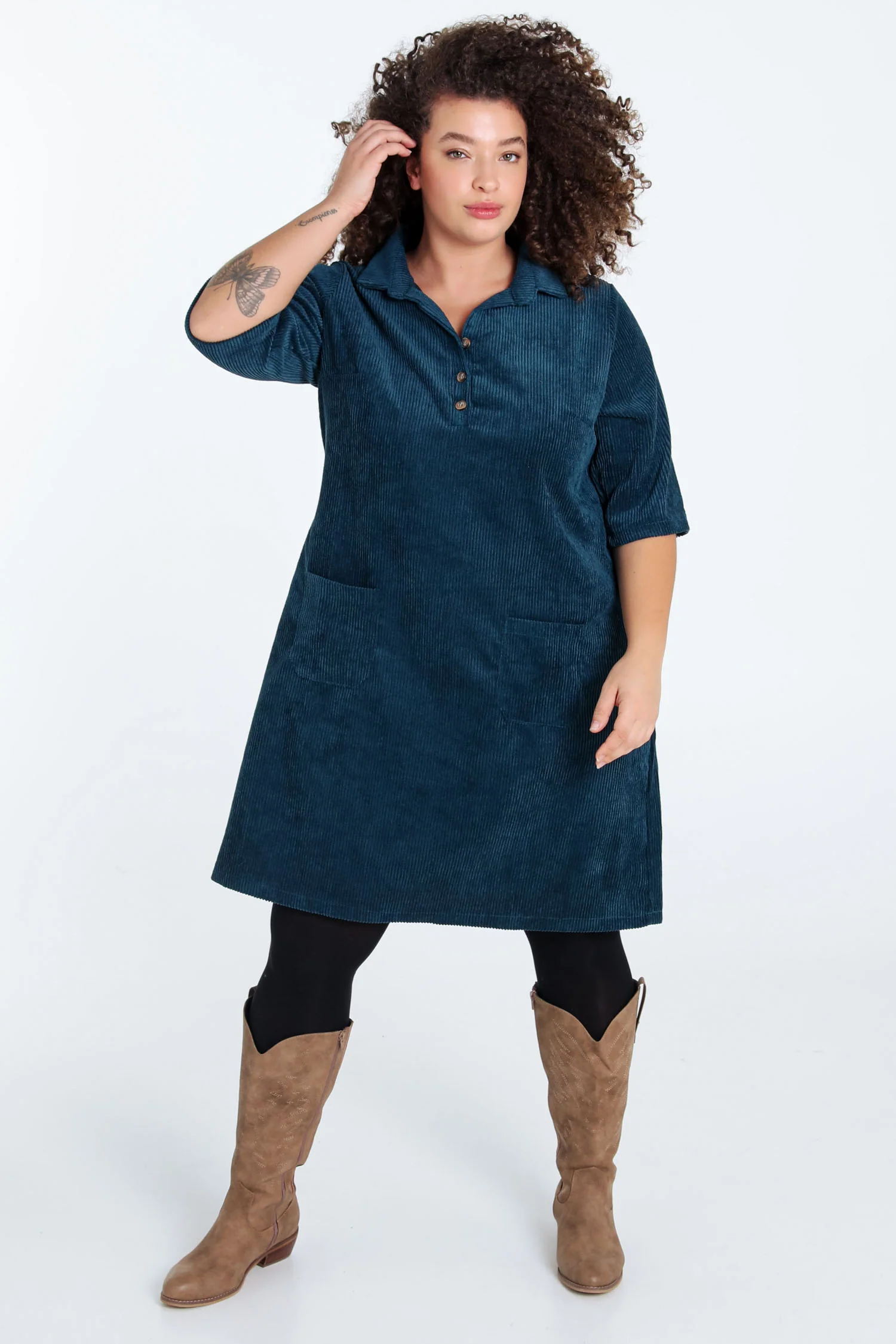 Robe courte unie en velours - Image 8