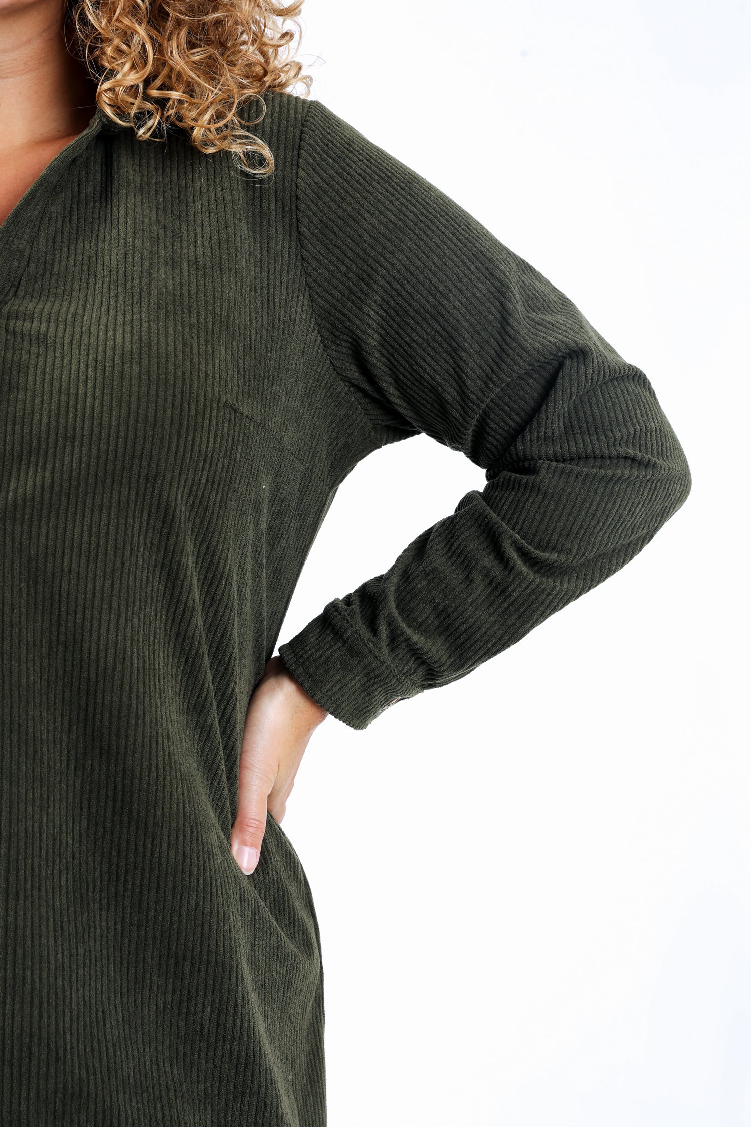 Robe courte unie en velours côtelé - Image 4