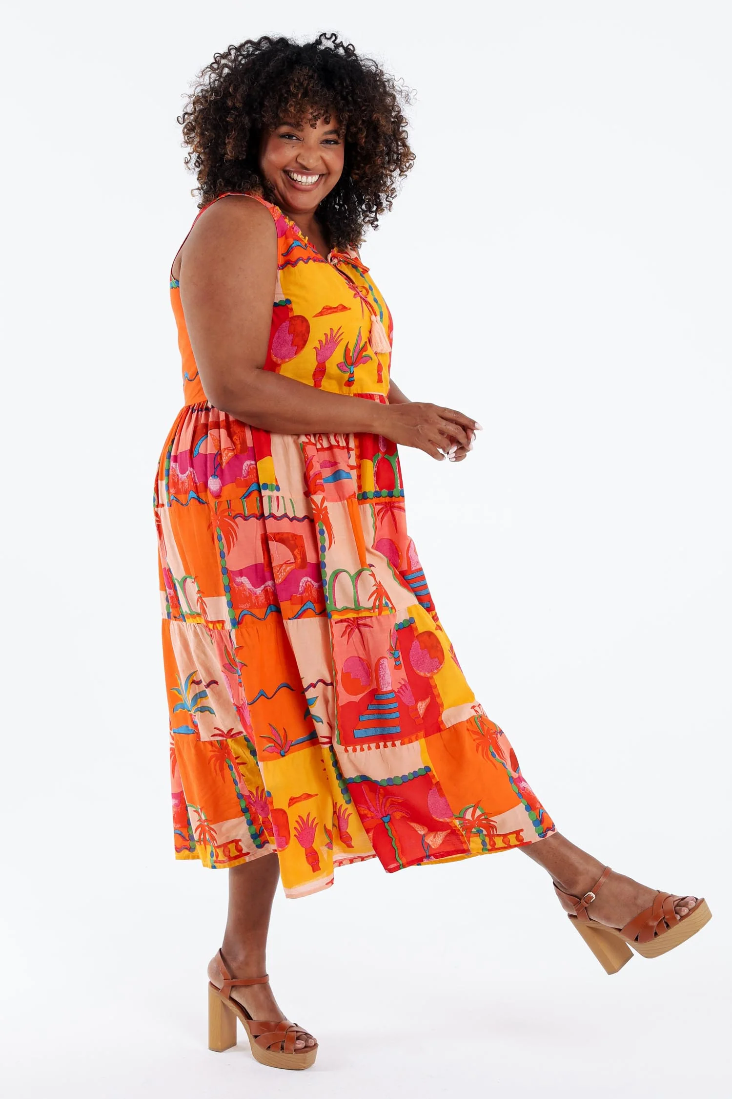 Robe en coton imprimé patch tropical - Image 9