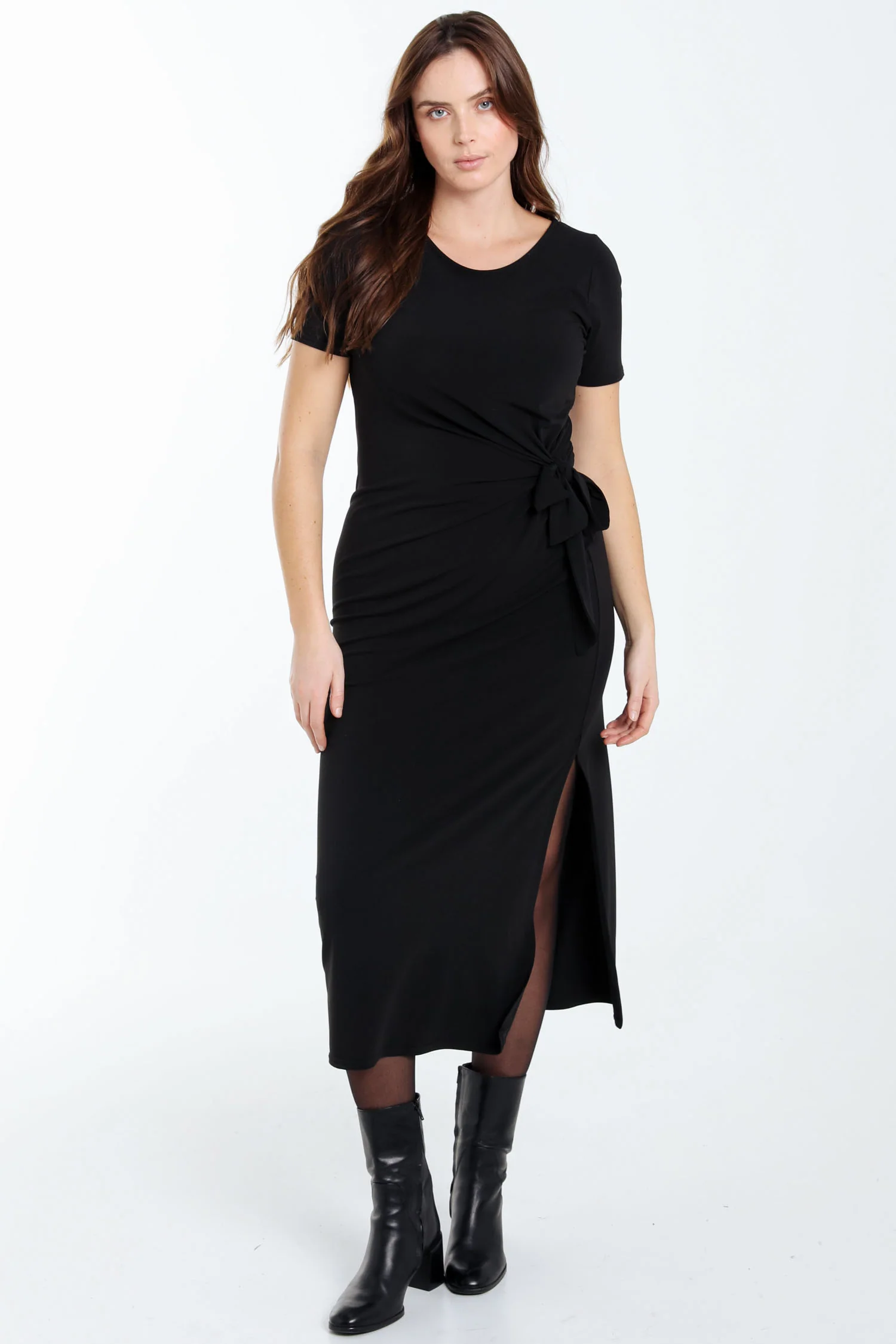 Robe en maille unie avec noeud - Image 7