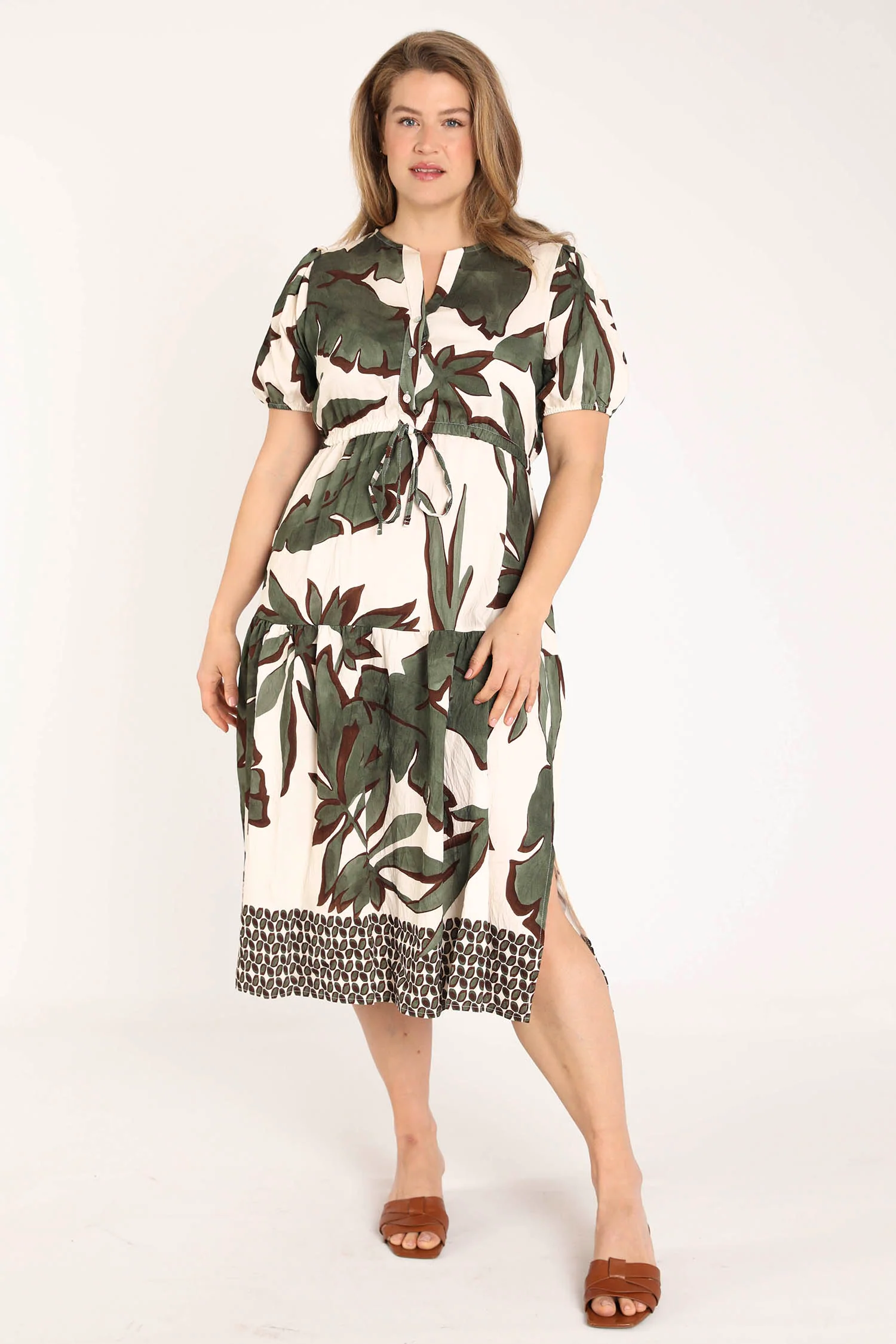 Robe en viscose imprimé feuilles
