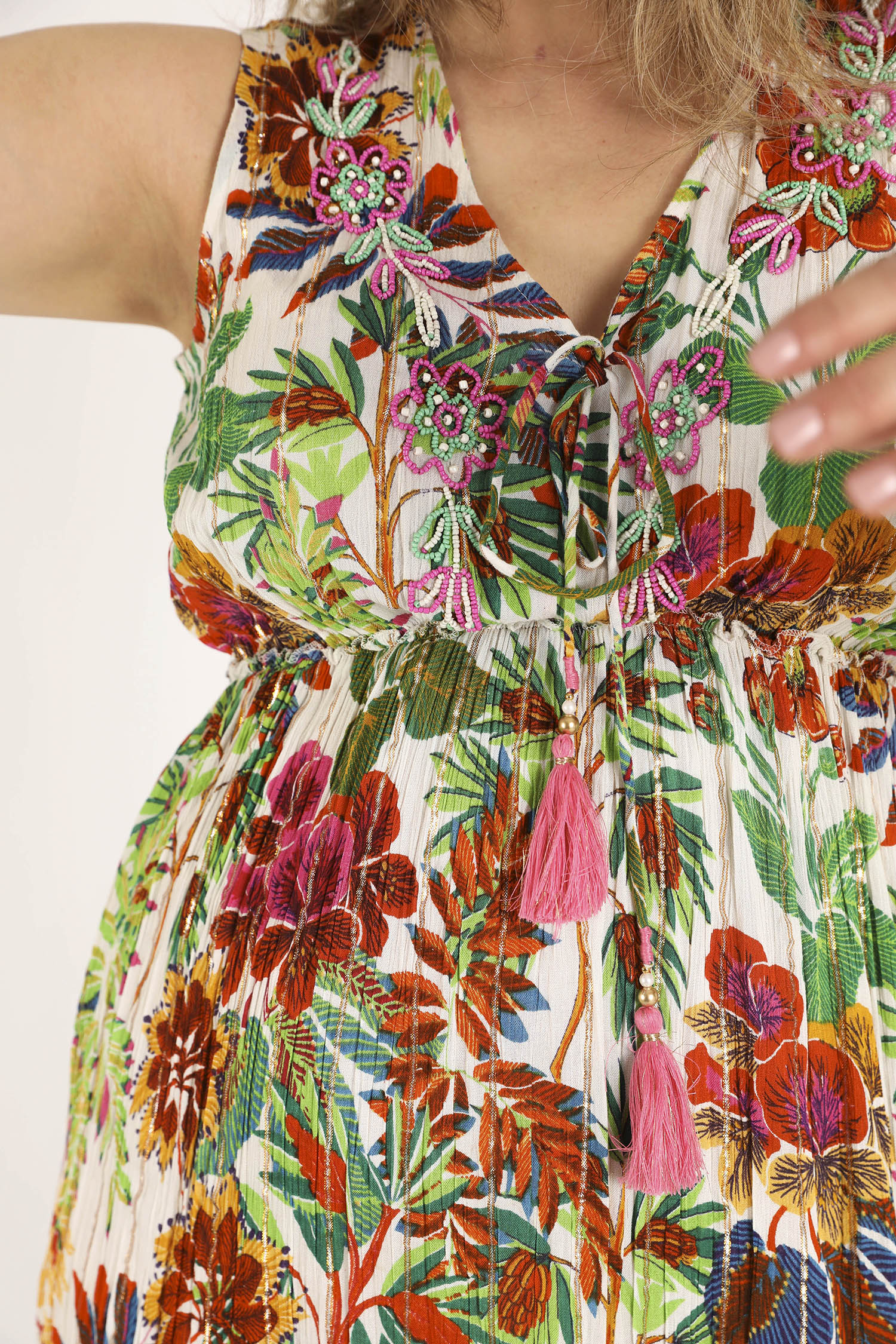 Robe en viscose imprimé fleuri avec lurex - Image 4