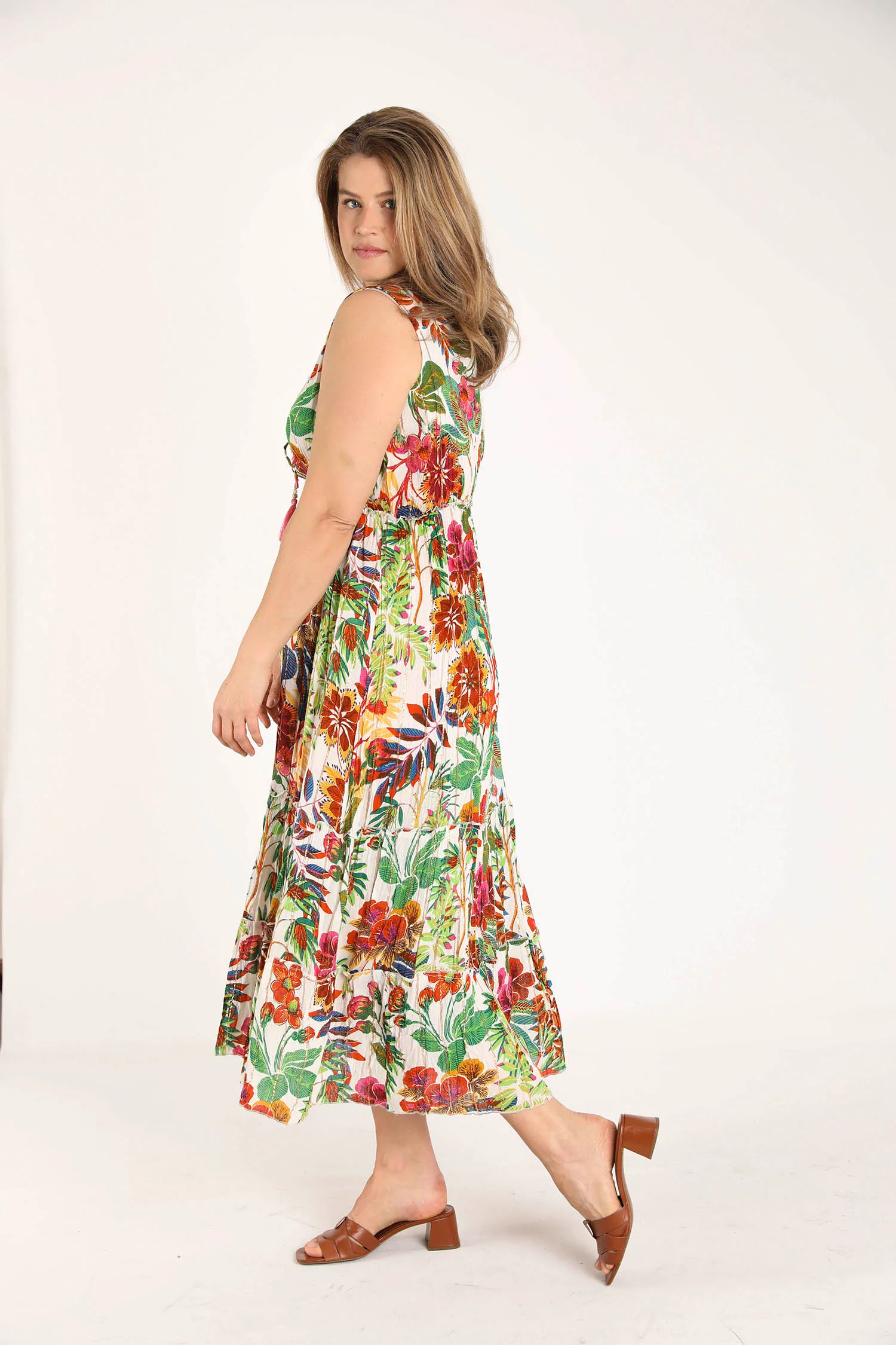 Robe en viscose imprimé fleuri avec lurex - Image 8