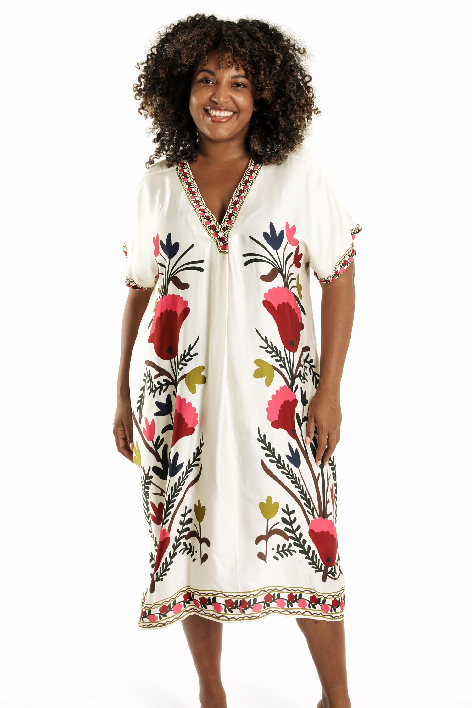 Robe en viscose imprimé folk