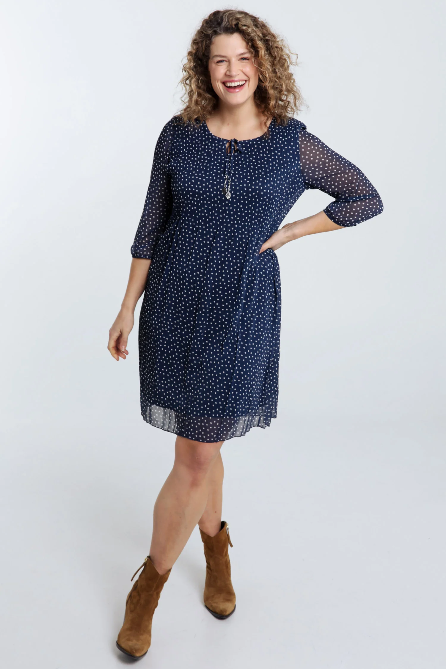 Robe en voile plissé imprimé pois - Image 9