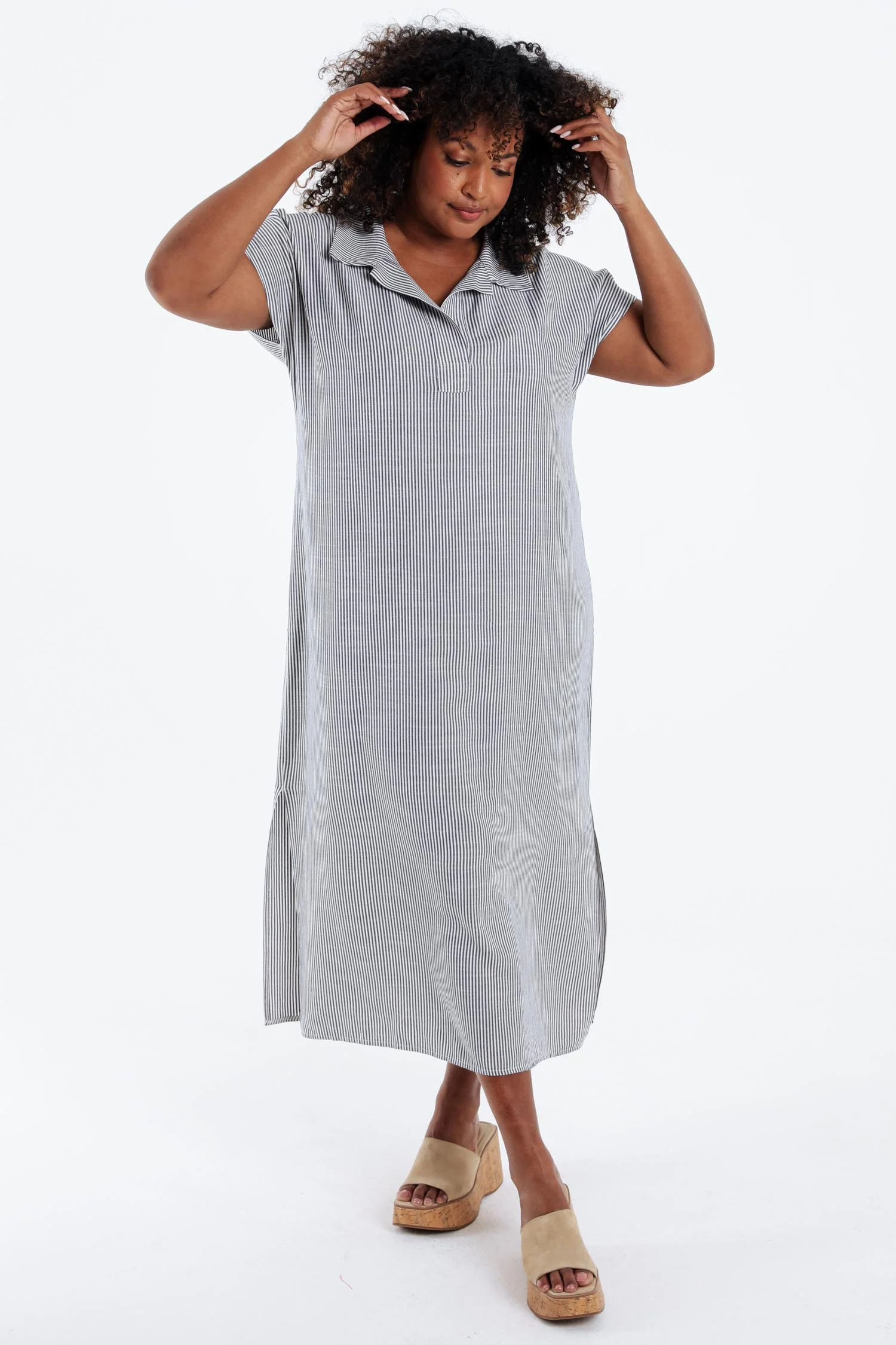 Robe longue en viscose à rayures - Image 8