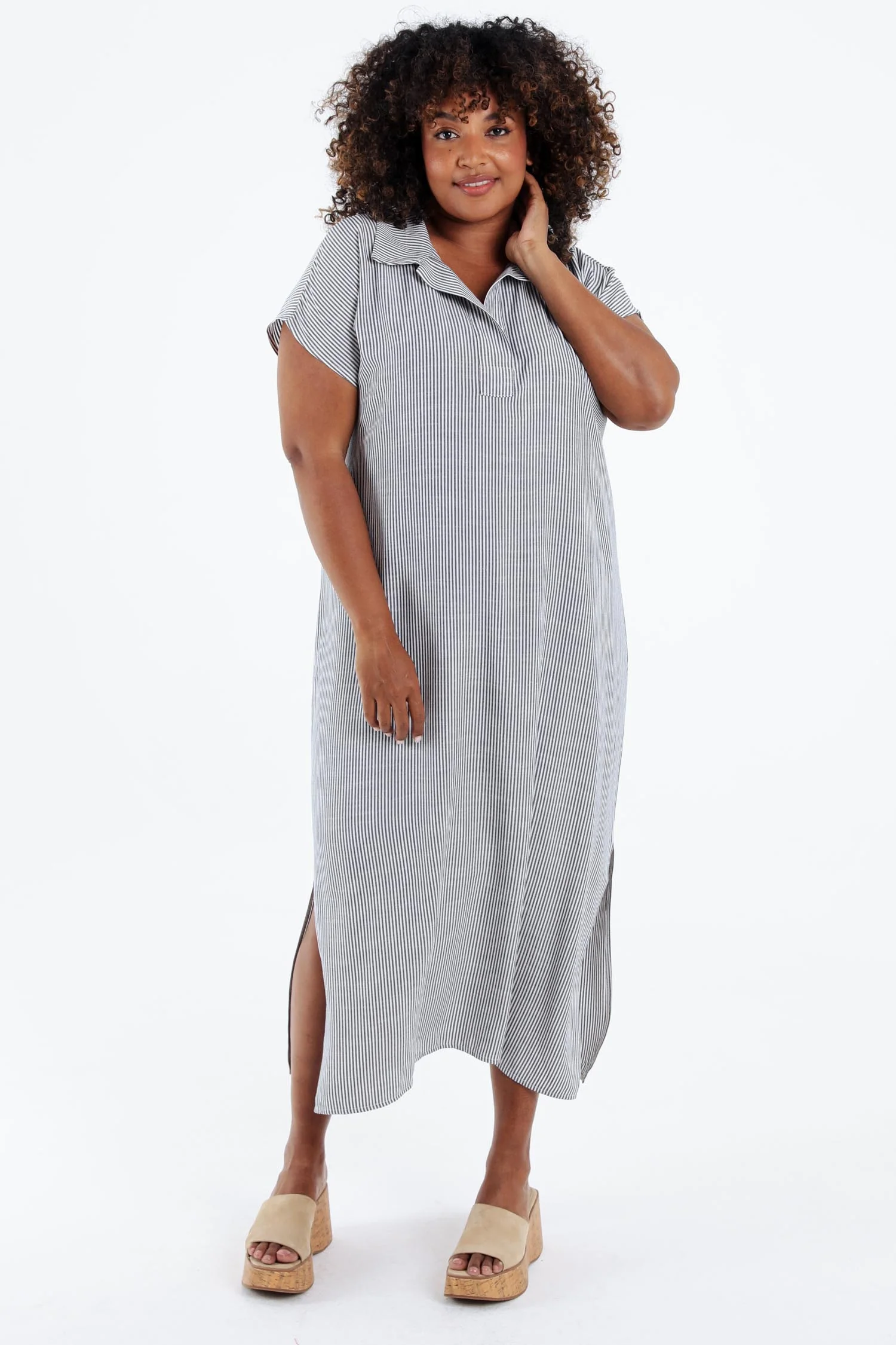 Robe longue en viscose à rayures - Image 9