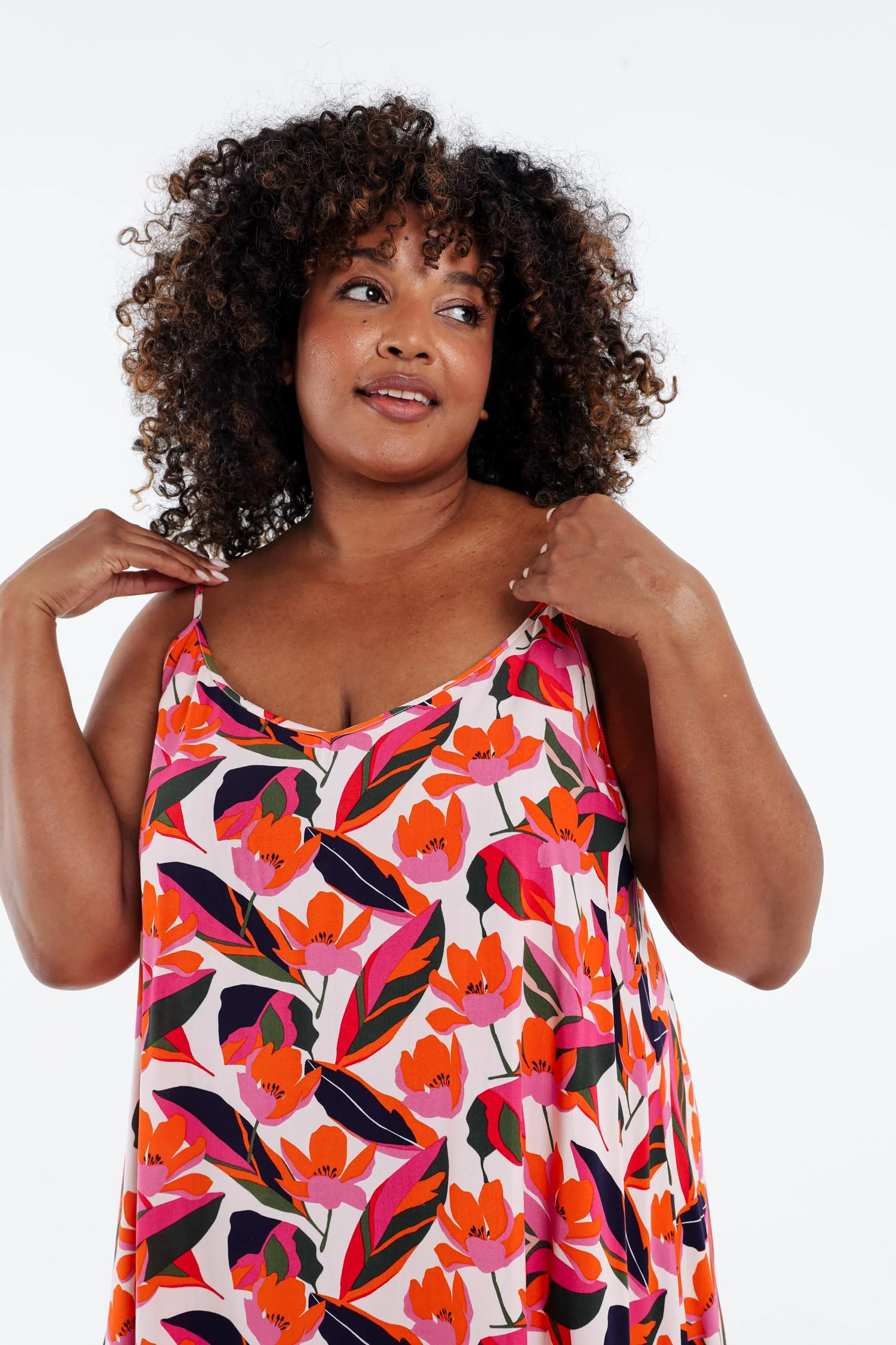 Robe longue en viscose fines bretelles imprimé floral - Image 3