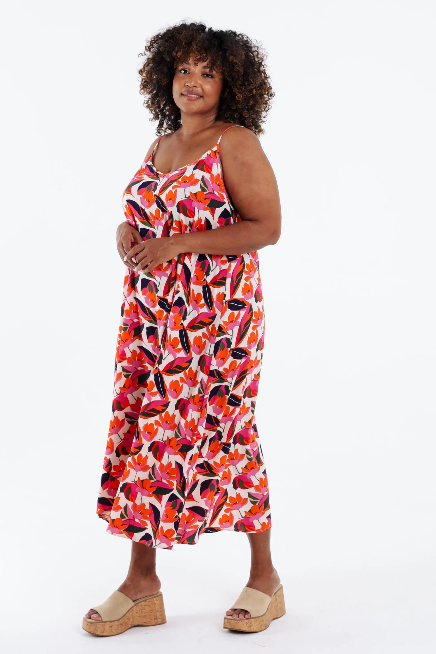 Robe longue en viscose fines bretelles imprimé floral - Image 7
