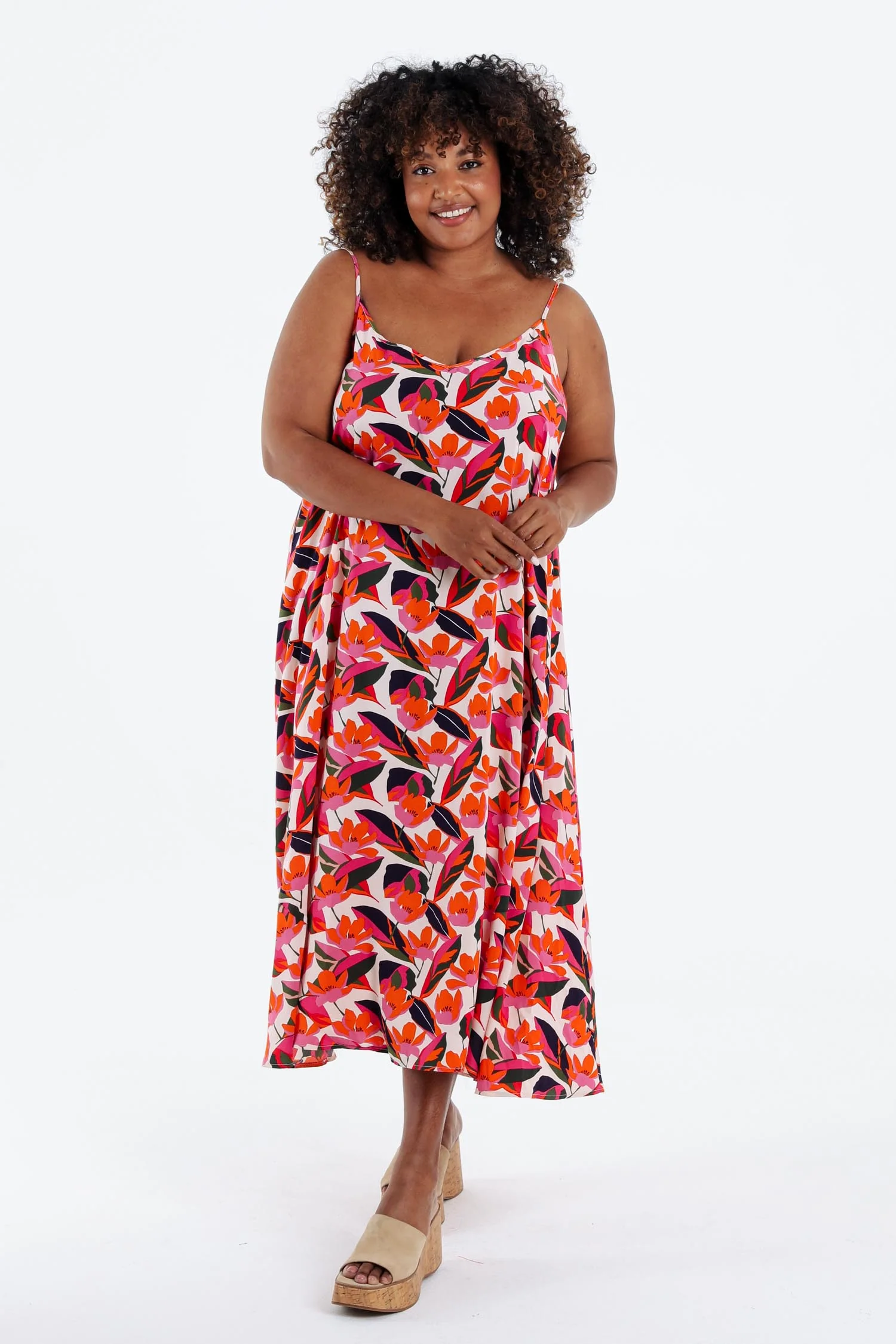 Robe longue en viscose fines bretelles imprimé floral - Image 9