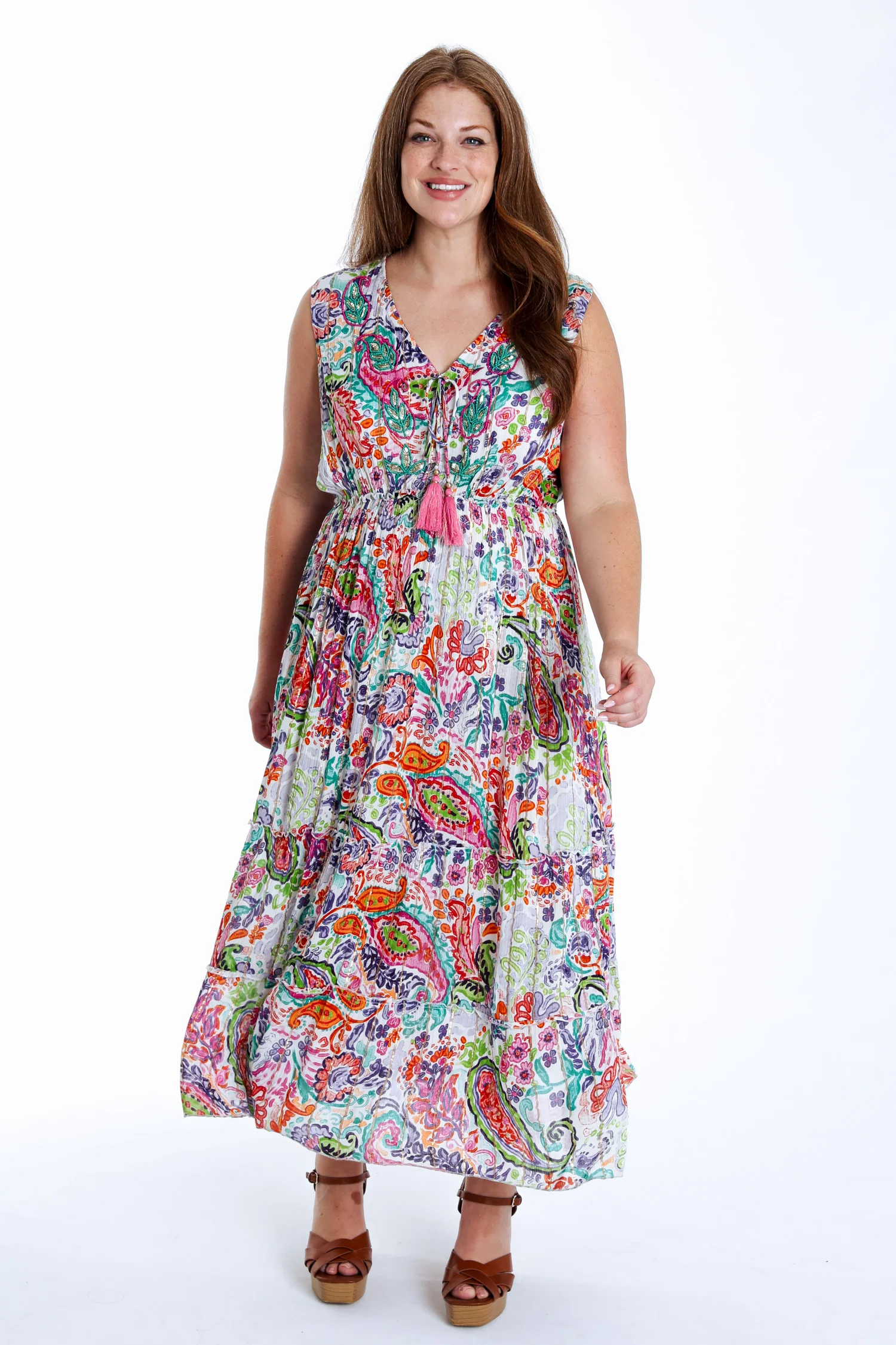Robe longue en viscose imprimé floral avec lurex - Image 9