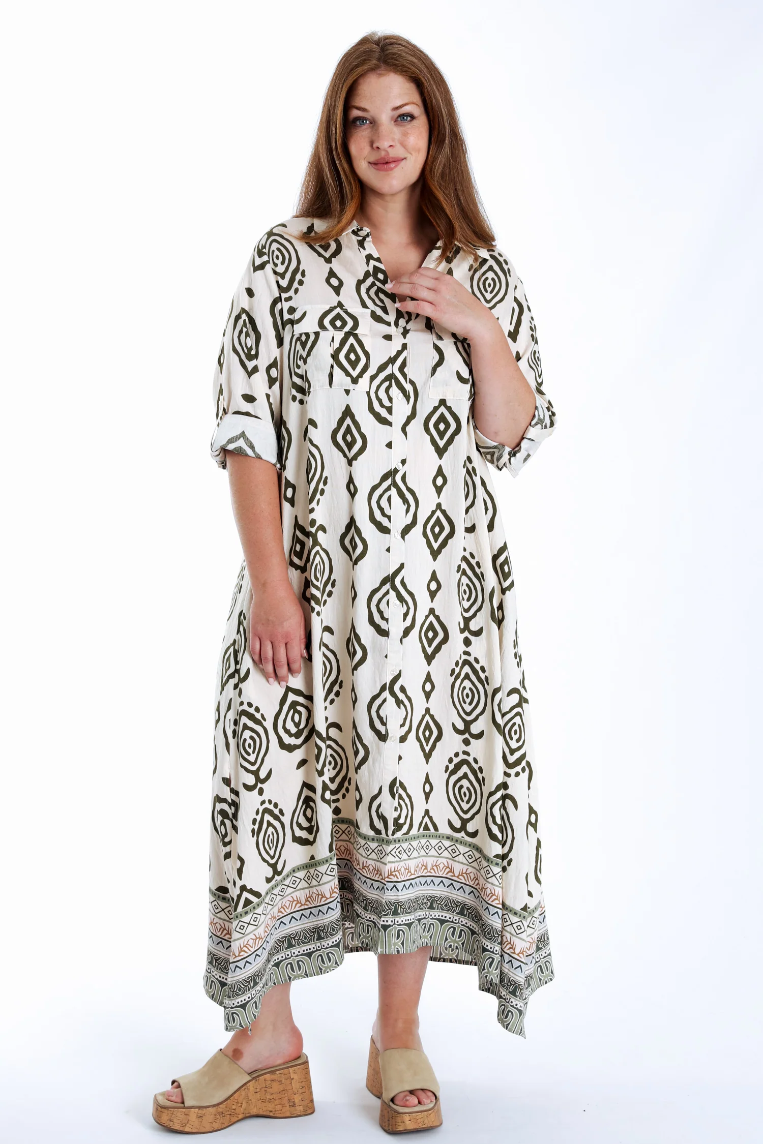 Robe longue imprimé ethnique bicolore - Image 8
