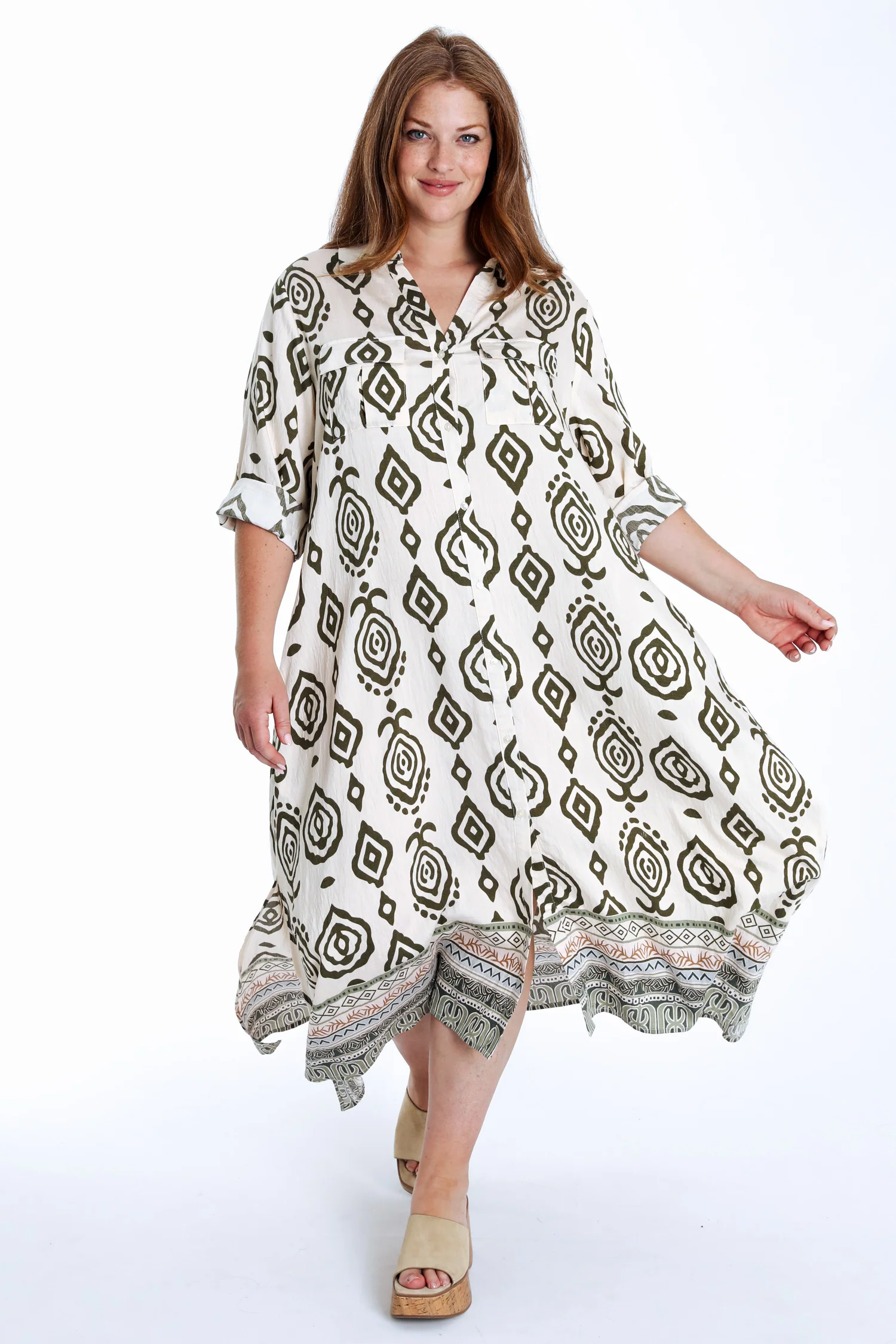 Robe longue imprimé ethnique bicolore - Image 9