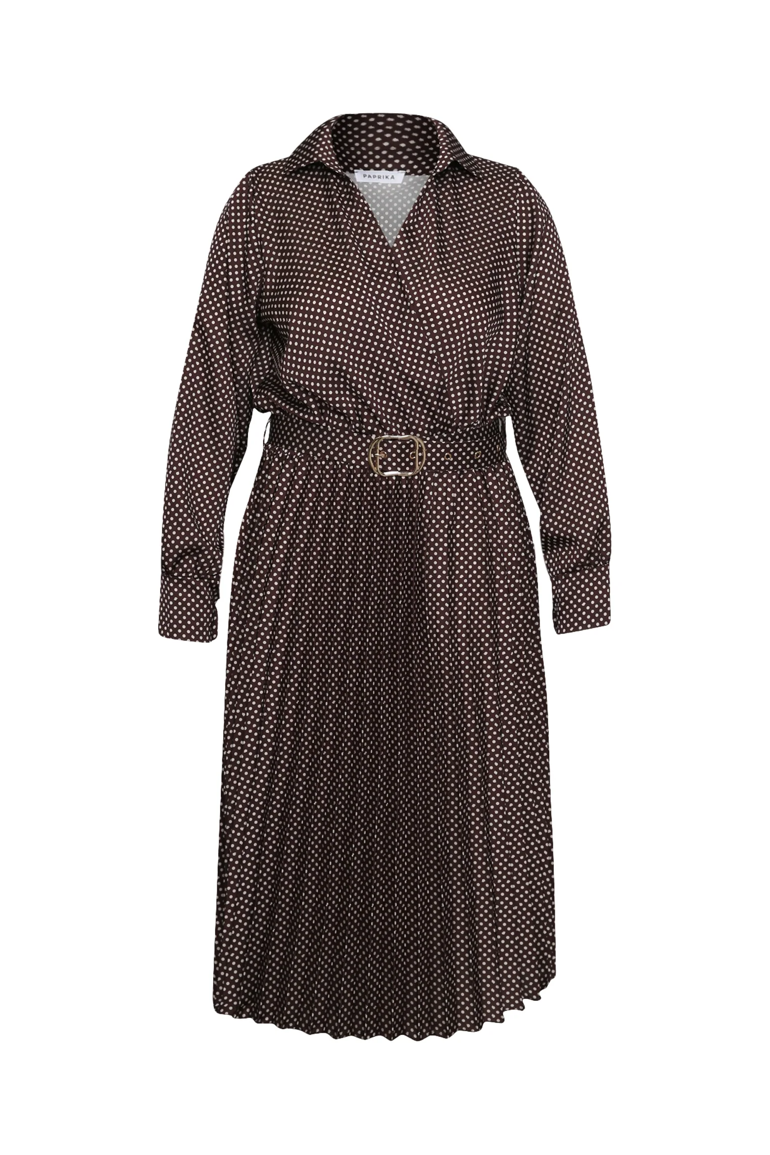 Robe longue satinée plissée à pois - Image 10